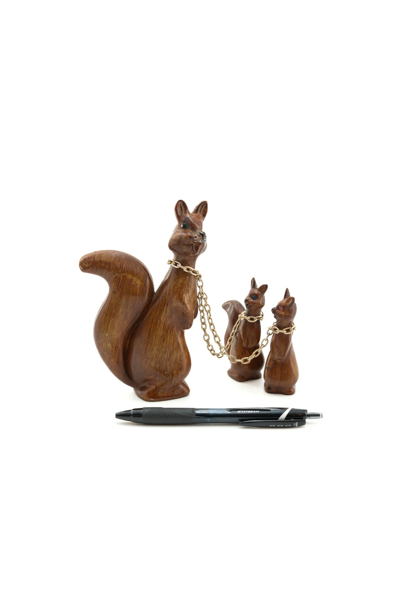 Squirrel Figurines with Chains (Set of 3) / リス 親子フィギュア 3点セット