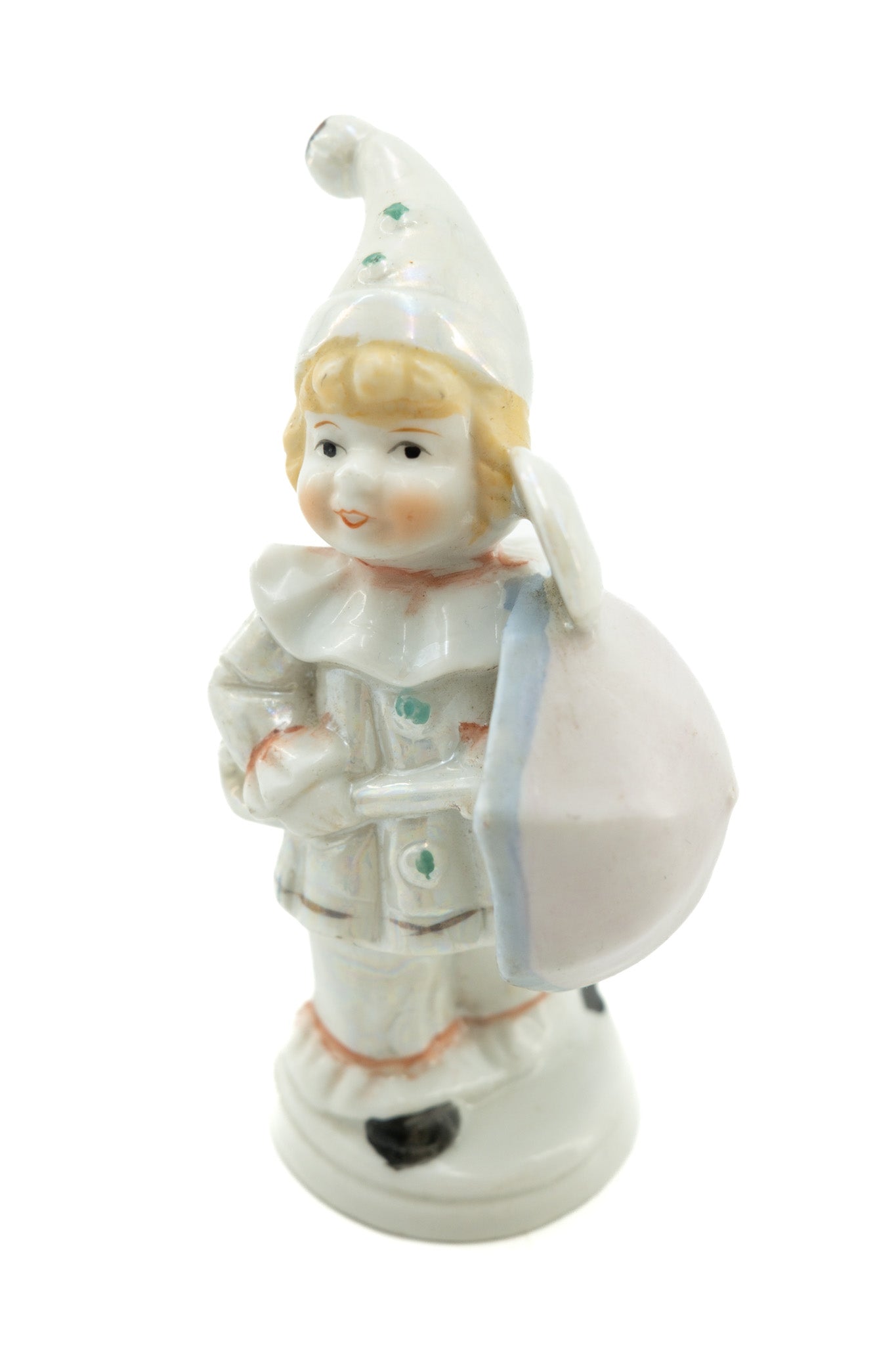 Pierrot Figurine with Umbrella / ピエロと傘の陶器人形