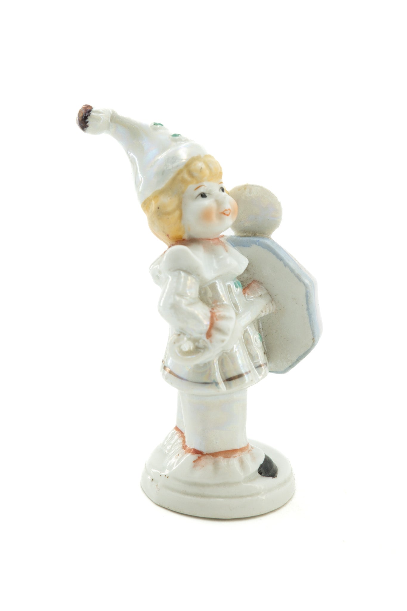 Pierrot Figurine with Umbrella / ピエロと傘の陶器人形