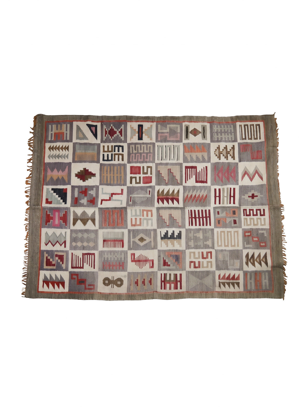 Geometric Pattern Kilim Rug / 幾何学柄 平織り キリムラグ