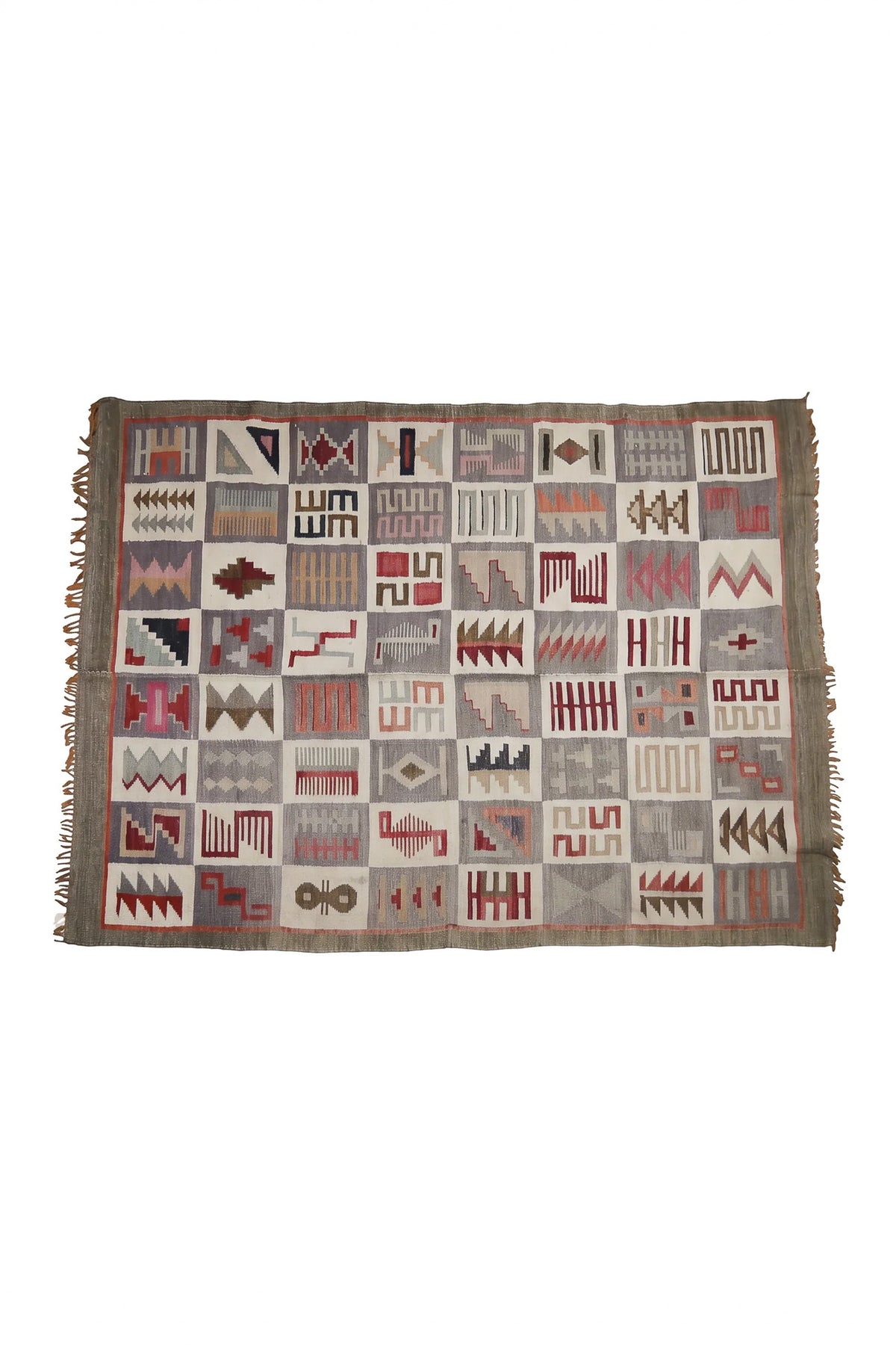 Geometric Pattern Kilim Rug / 幾何学柄 平織り キリムラグ