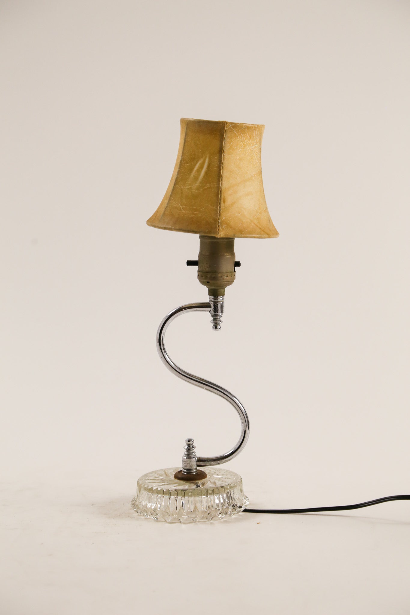 Beige Glass Base & Fabric Shade Desk Light / ベージュ ガラスベース×布シェード デスクライト