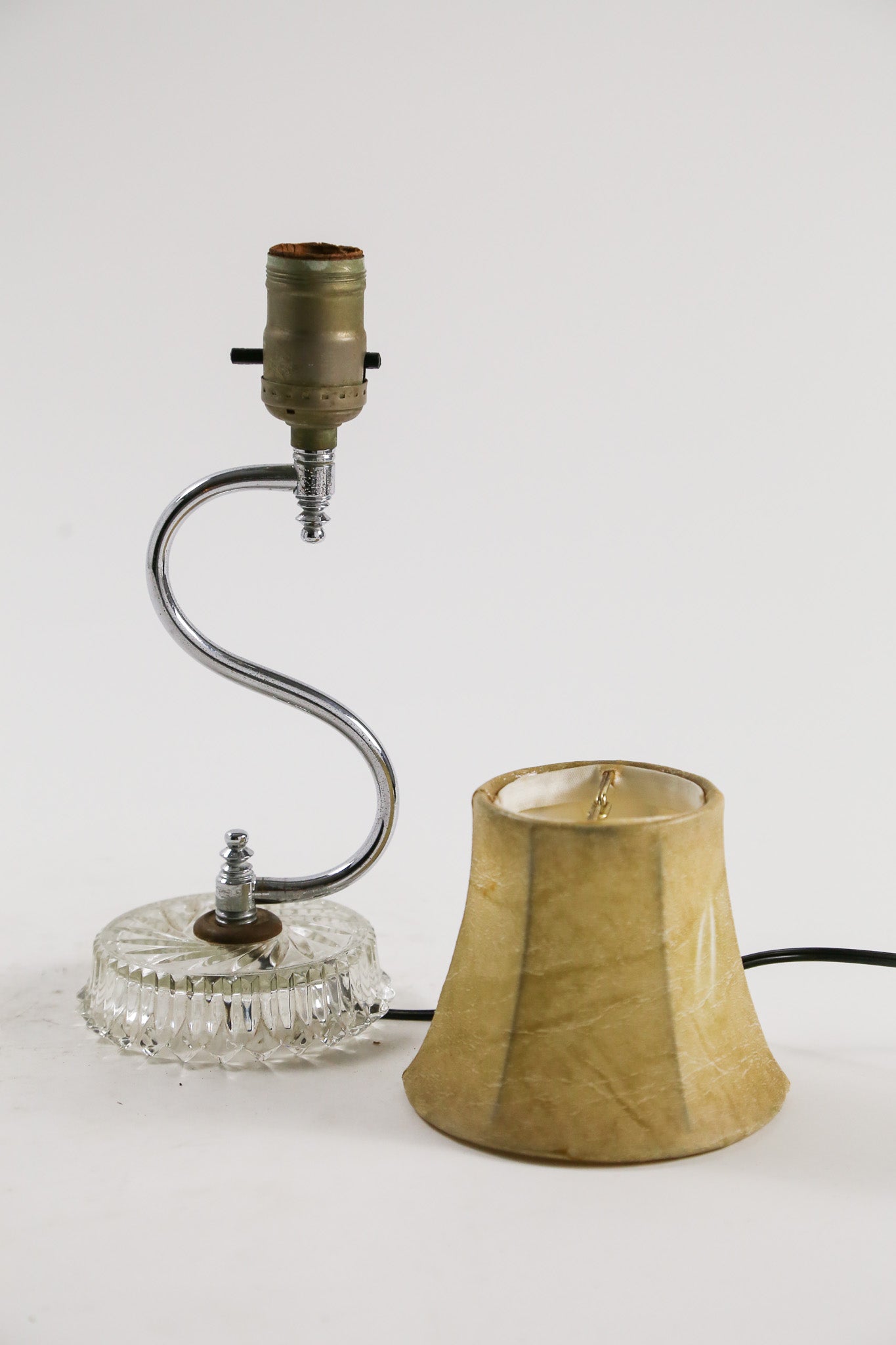 Beige Glass Base & Fabric Shade Desk Light / ベージュ ガラスベース×布シェード デスクライト