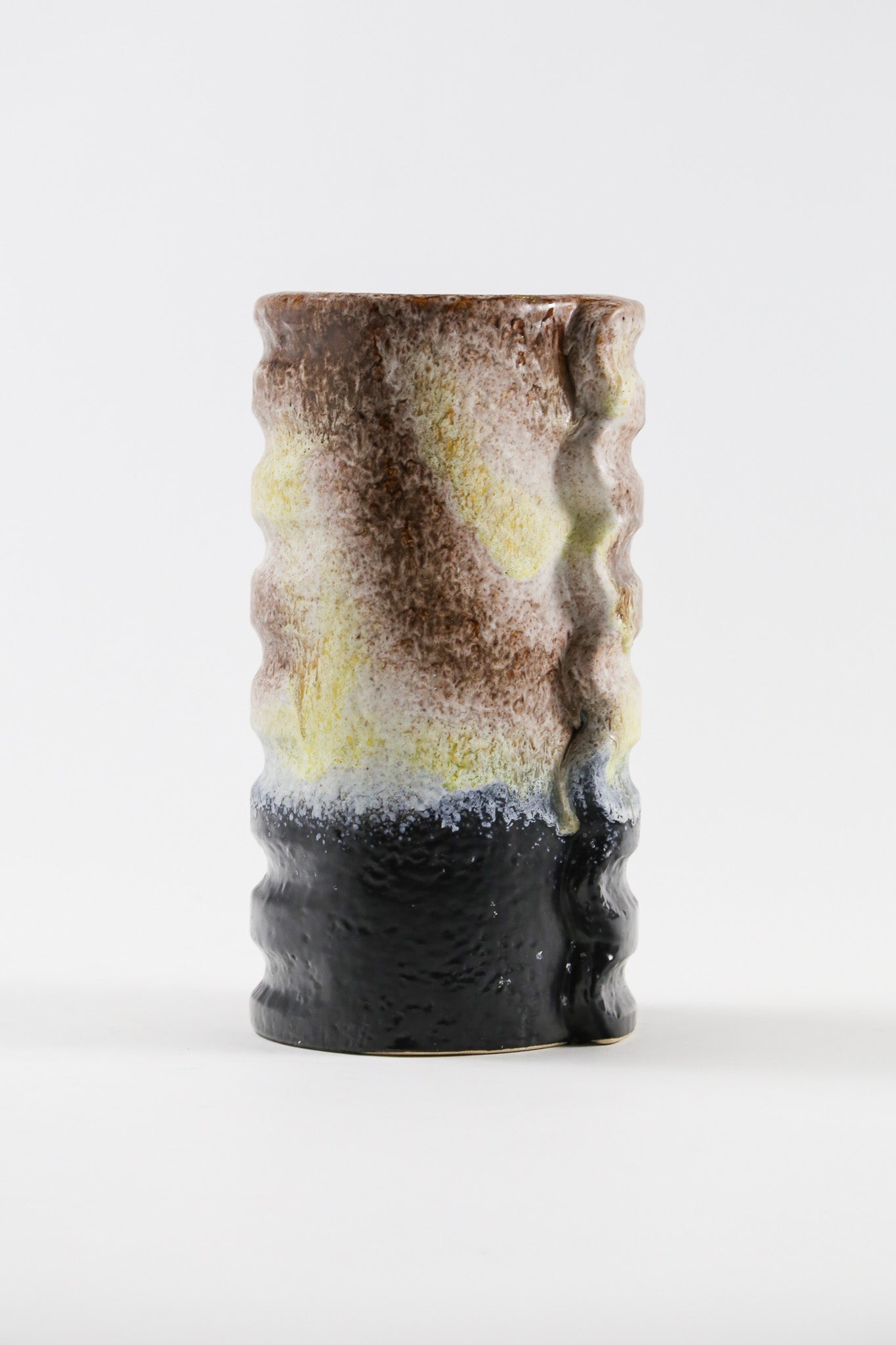 Yellow x Brown x Black Fat Lava Vase / 黄×茶×黒 ファットラバ 花器