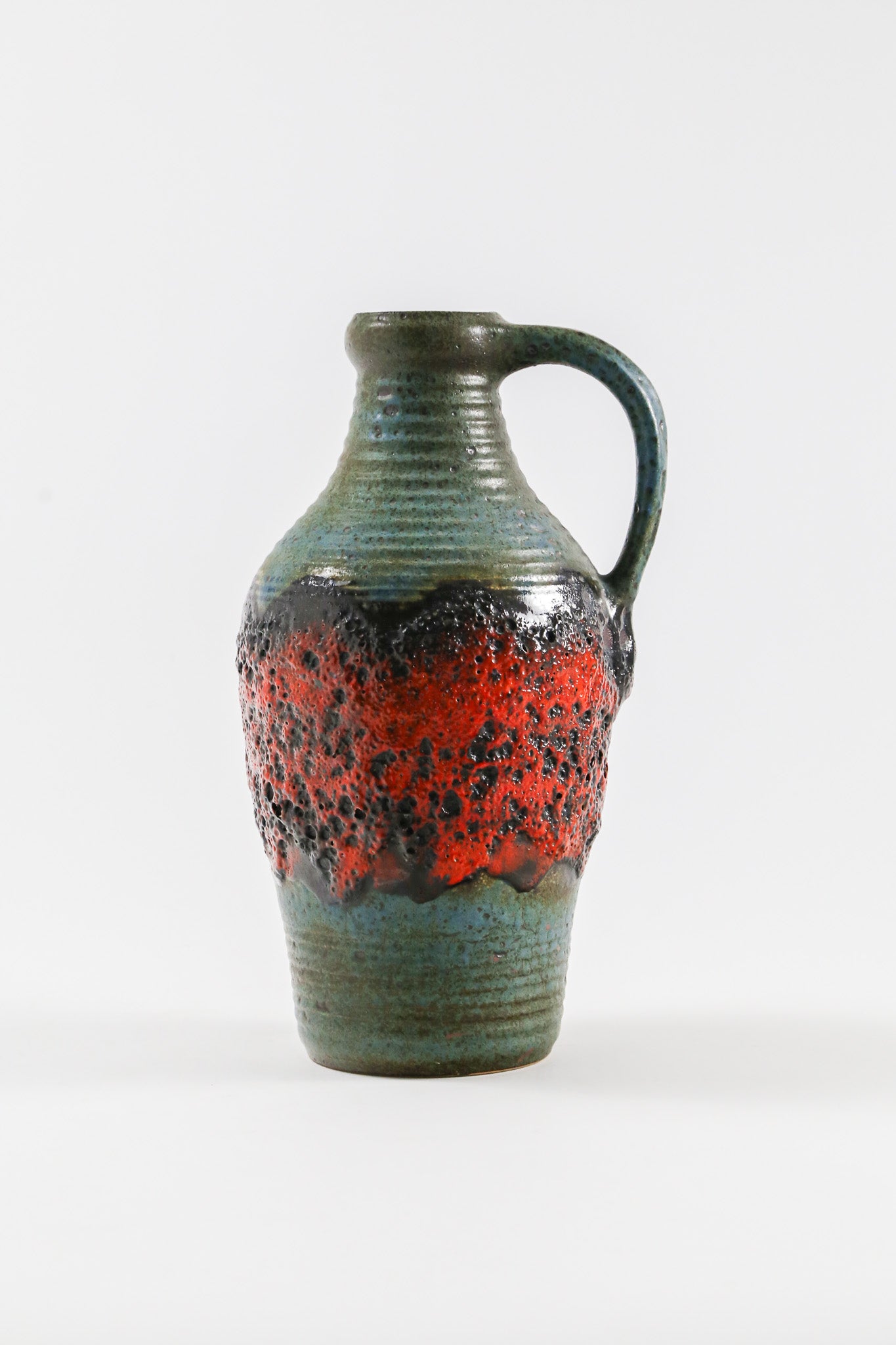 Handle Red & Green Fat Lava Vase / 取手付き 赤緑 ファットラバ 花器
