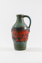 Handle Red & Green Fat Lava Vase / 取手付き 赤緑 ファットラバ 花器