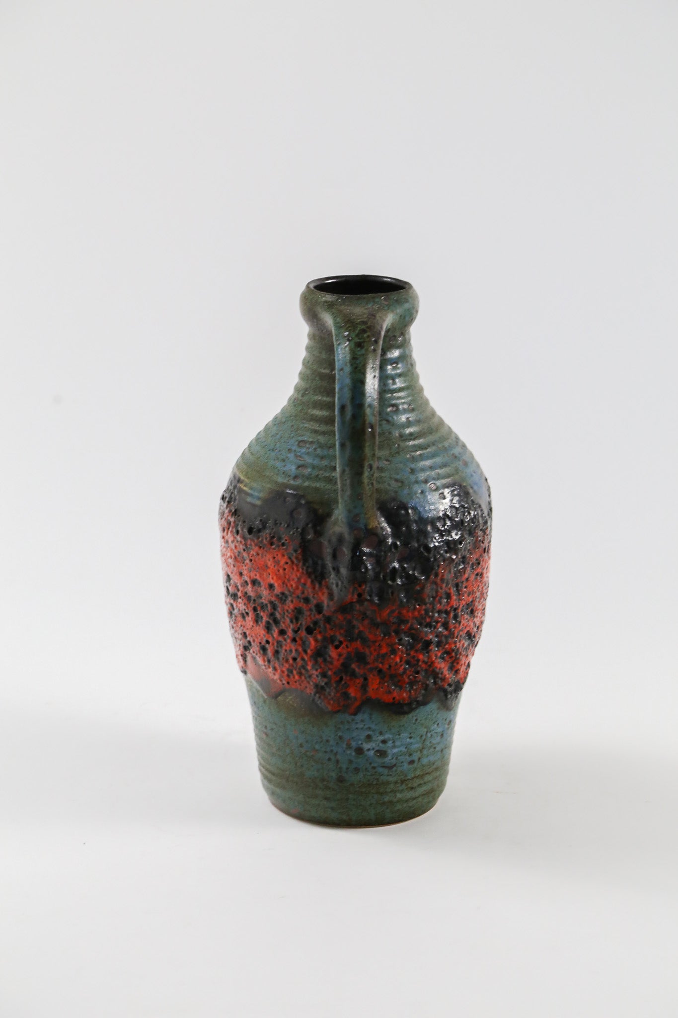 Handle Red & Green Fat Lava Vase / 取手付き 赤緑 ファットラバ 花器