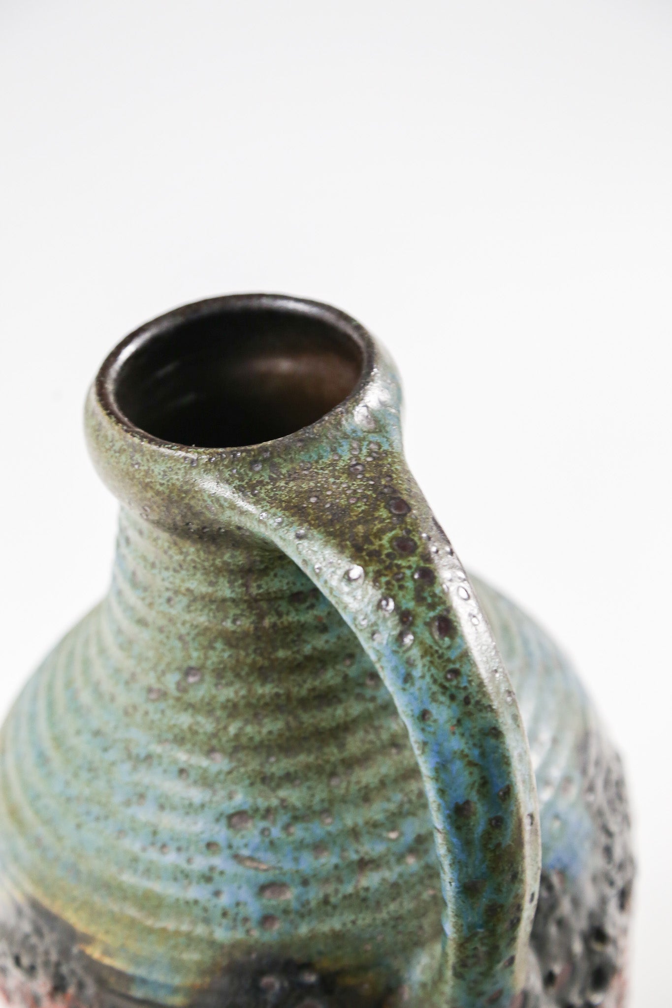 Handle Red & Green Fat Lava Vase / 取手付き 赤緑 ファットラバ 花器