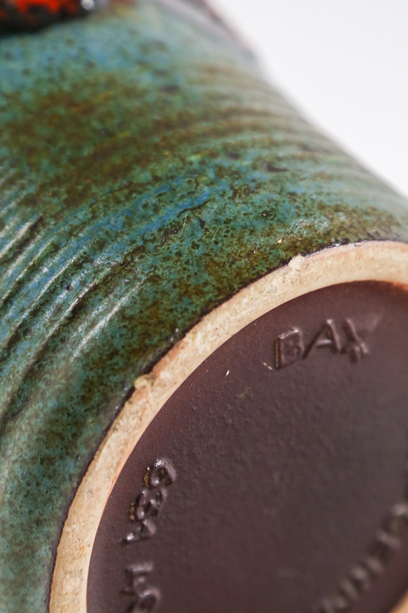 Handle Red & Green Fat Lava Vase / 取手付き 赤緑 ファットラバ 花器