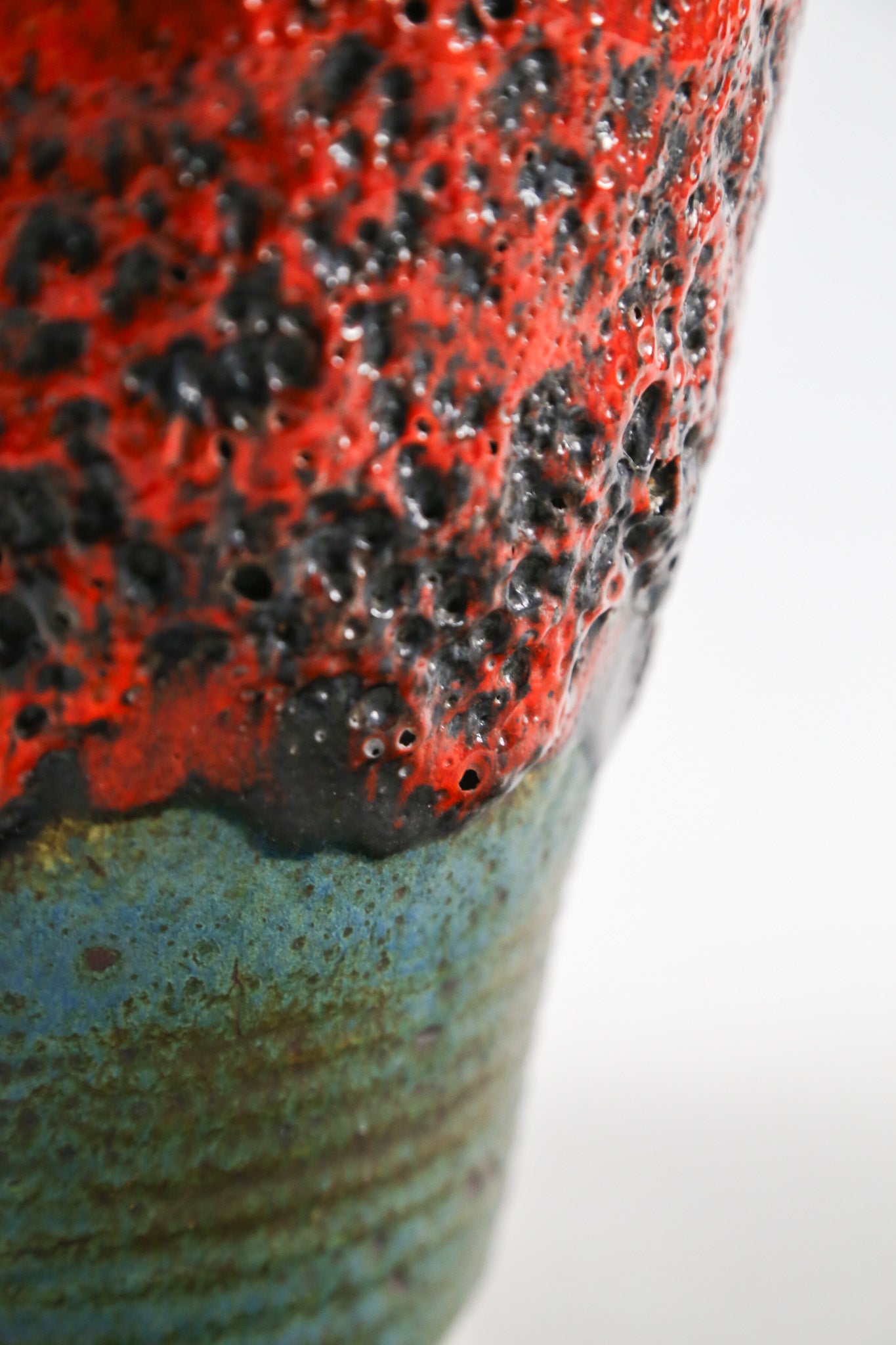 Handle Red & Green Fat Lava Vase / 取手付き 赤緑 ファットラバ 花器