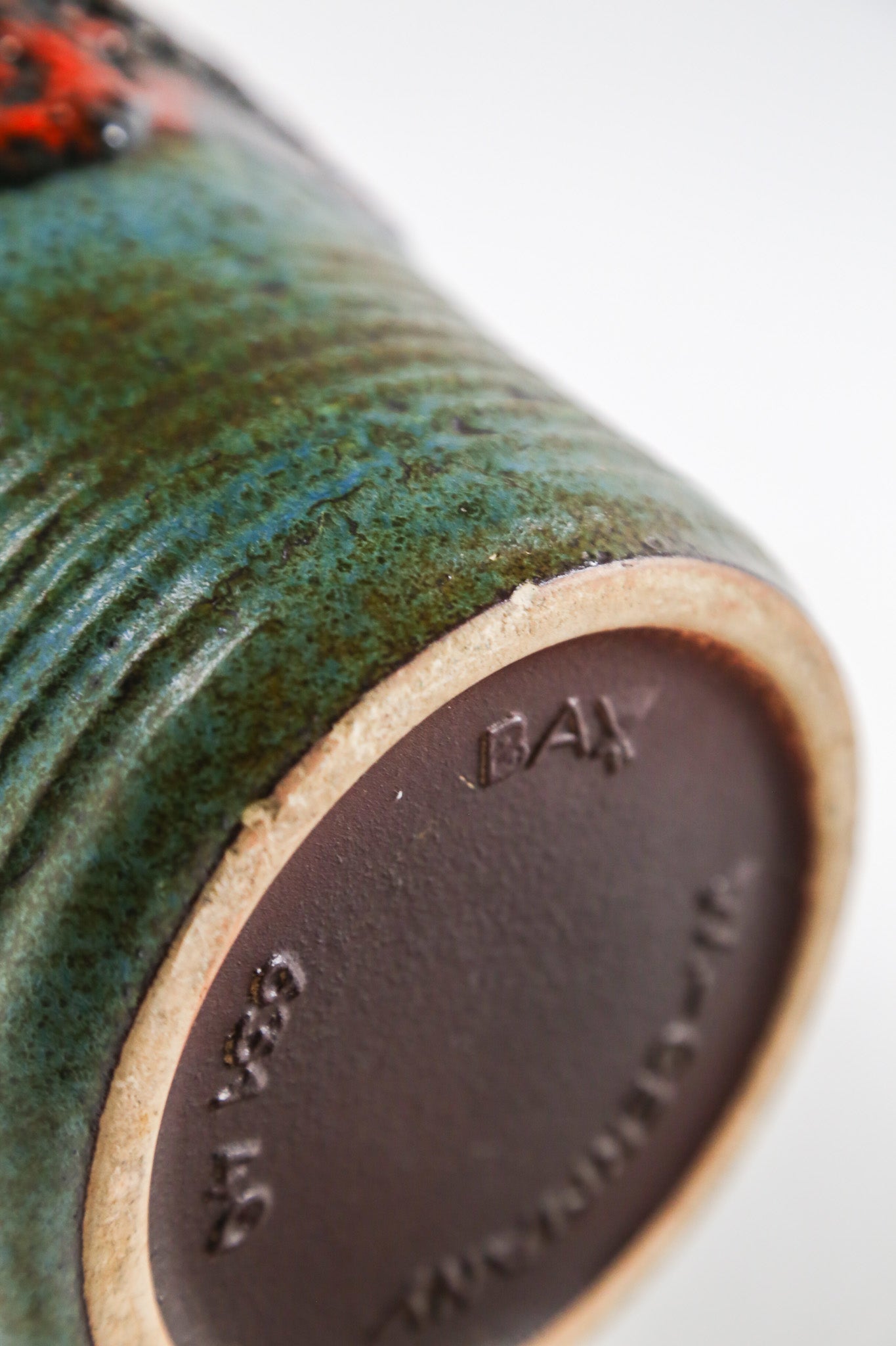 Handle Red & Green Fat Lava Vase / 取手付き 赤緑 ファットラバ 花器