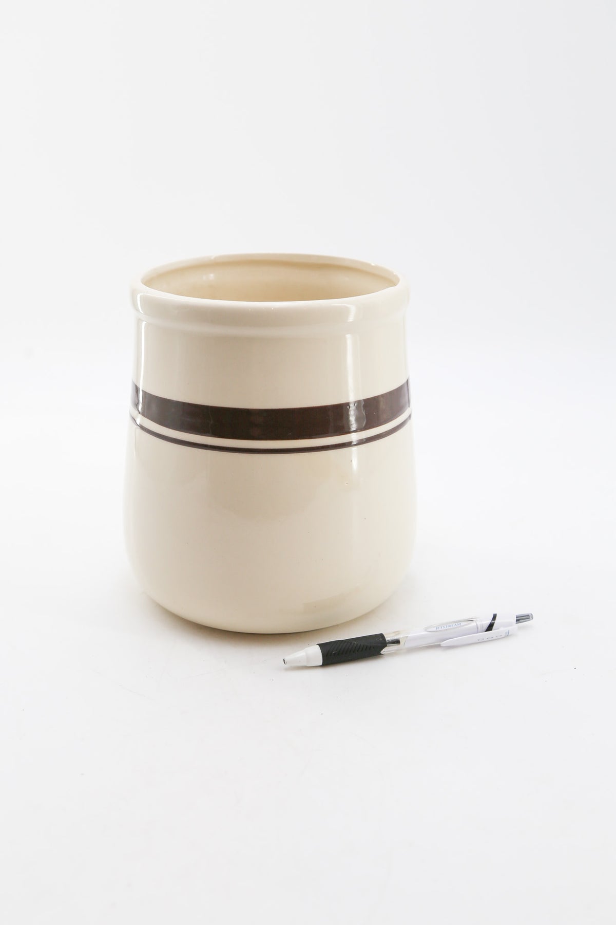 McCoy Brown Banded Stoneware Pot / マッコイ 陶器プランター ポット