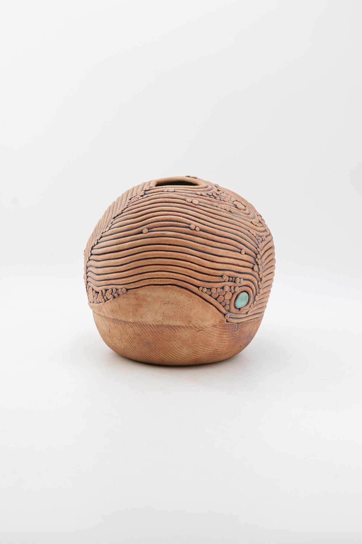 Organic Studio Pottery Sphere Vase / アメリカ買付 陶工アート オブジェ花器