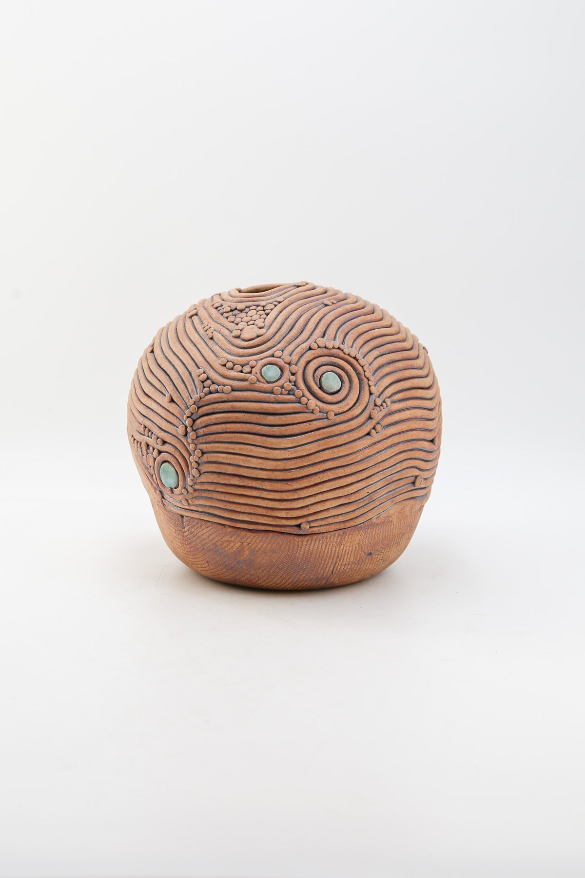 Organic Studio Pottery Sphere Vase / アメリカ買付 陶工アート オブジェ花器