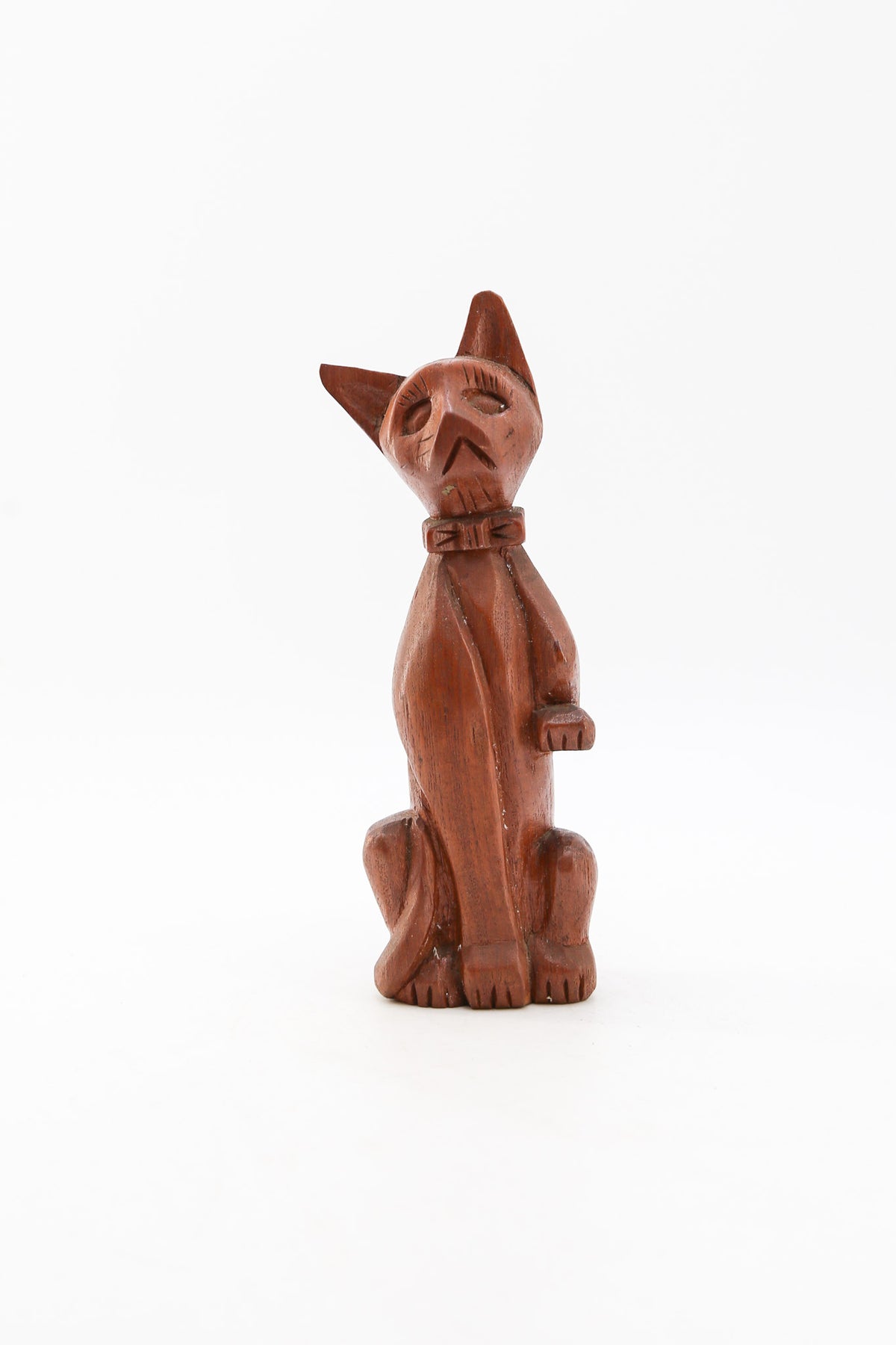 Wooden Cat Figurine / 木彫りの猫のオブジェ(拳を構える猫)