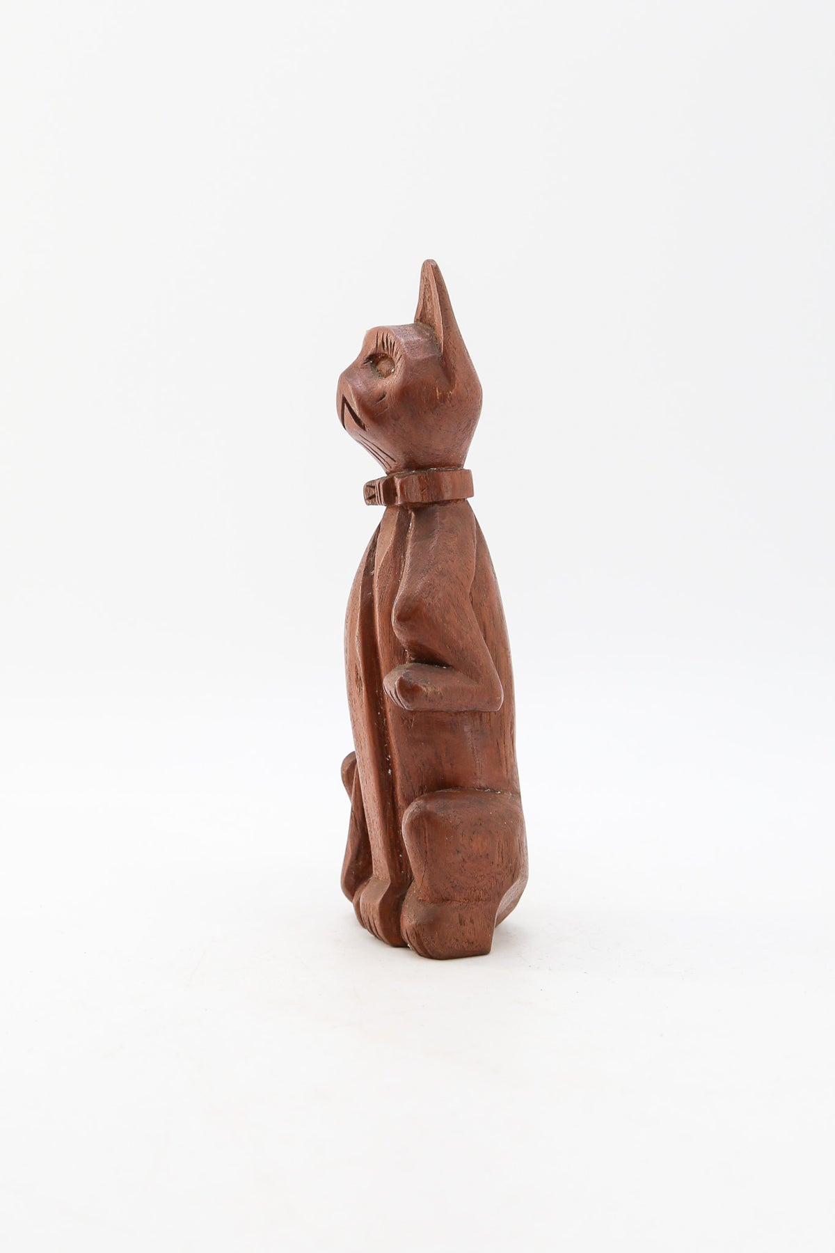 Wooden Cat Figurine / 木彫りの猫のオブジェ(拳を構える猫)
