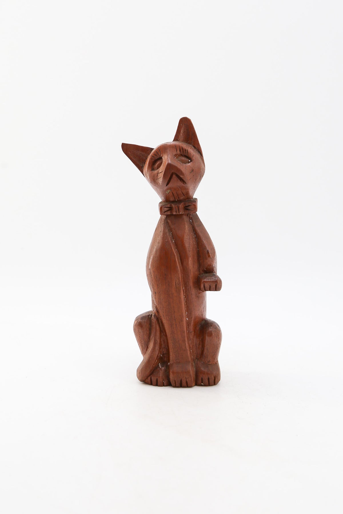 Wooden Cat Figurine / 木彫りの猫のオブジェ(拳を構える猫)