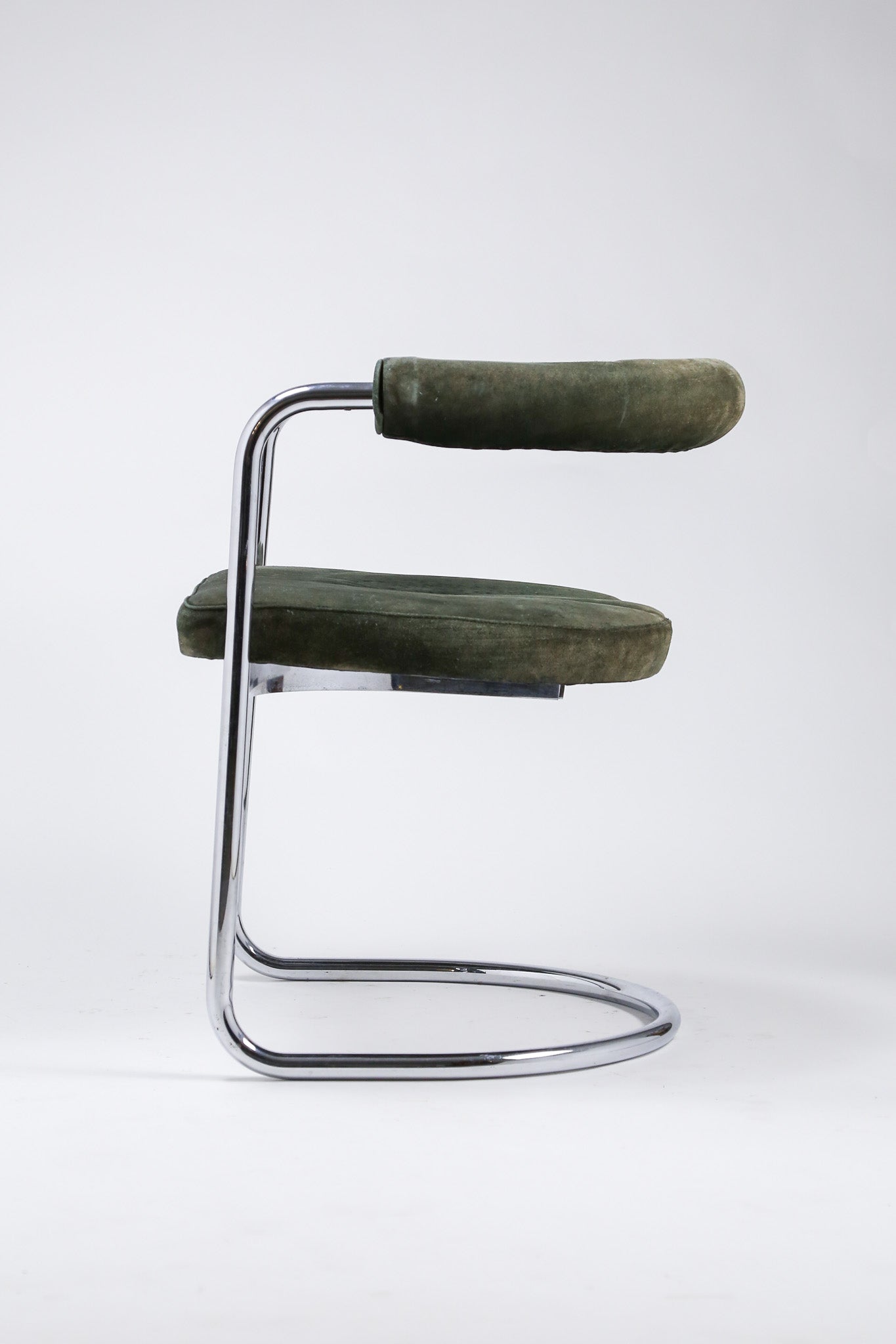 Steel Frame Suede Cantilever Arm Chair / スチールフレーム スエード カンチレバー アームチェア