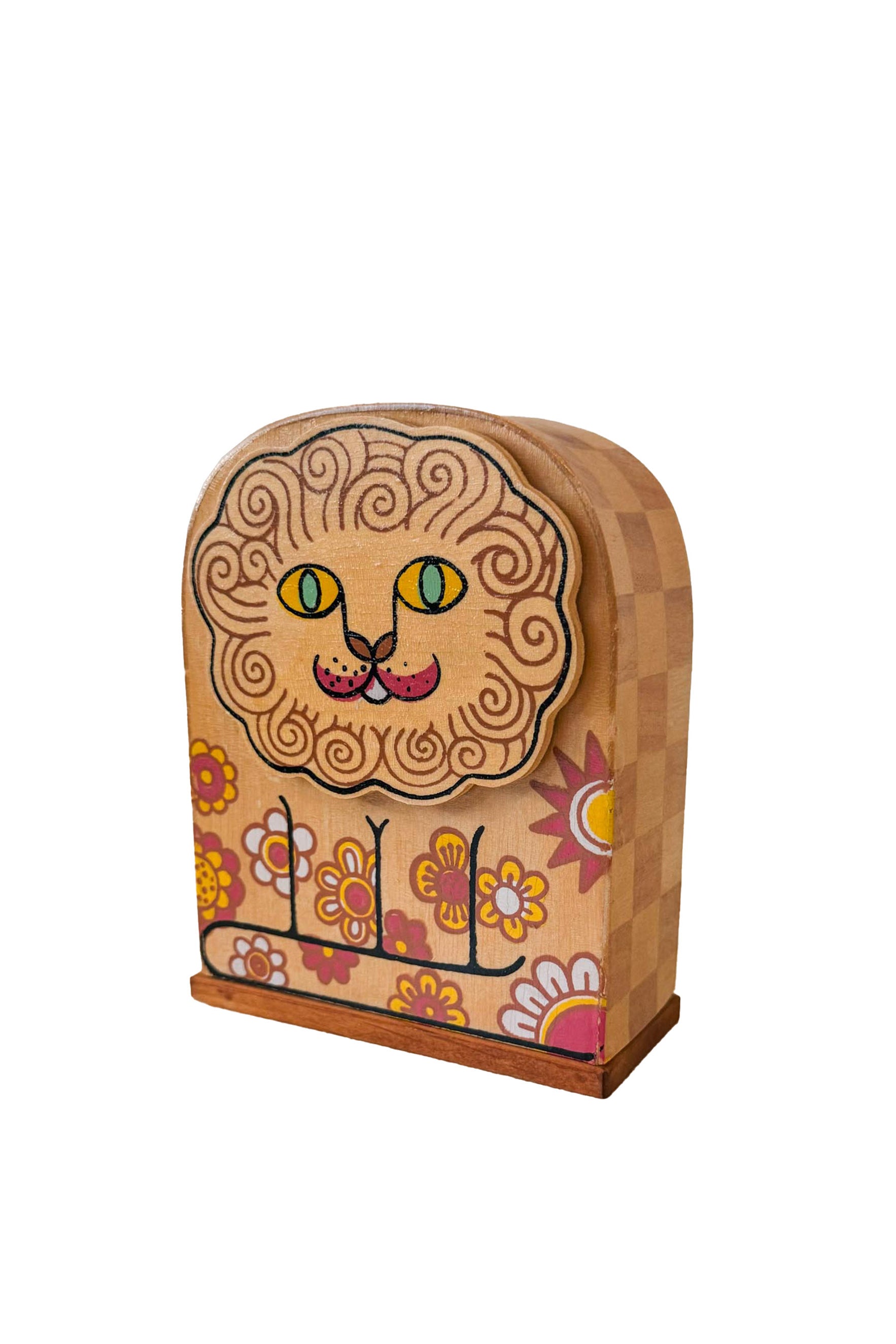 Wooden Lion Bank / 木製ライオンの貯金箱