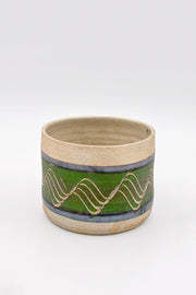 Wavy Green Ceramic Jar / なみなみの絵柄 陶器 グリーン
