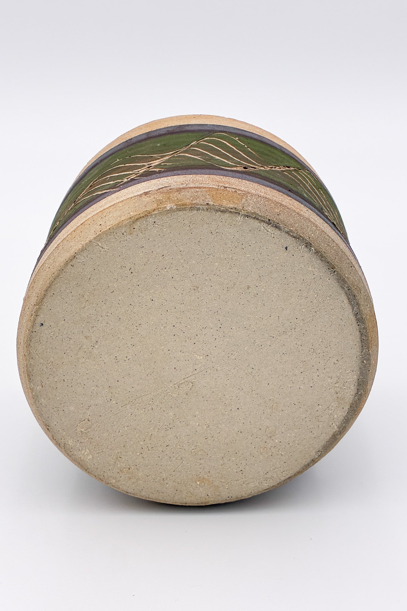Wavy Green Ceramic Jar / なみなみの絵柄 陶器 グリーン