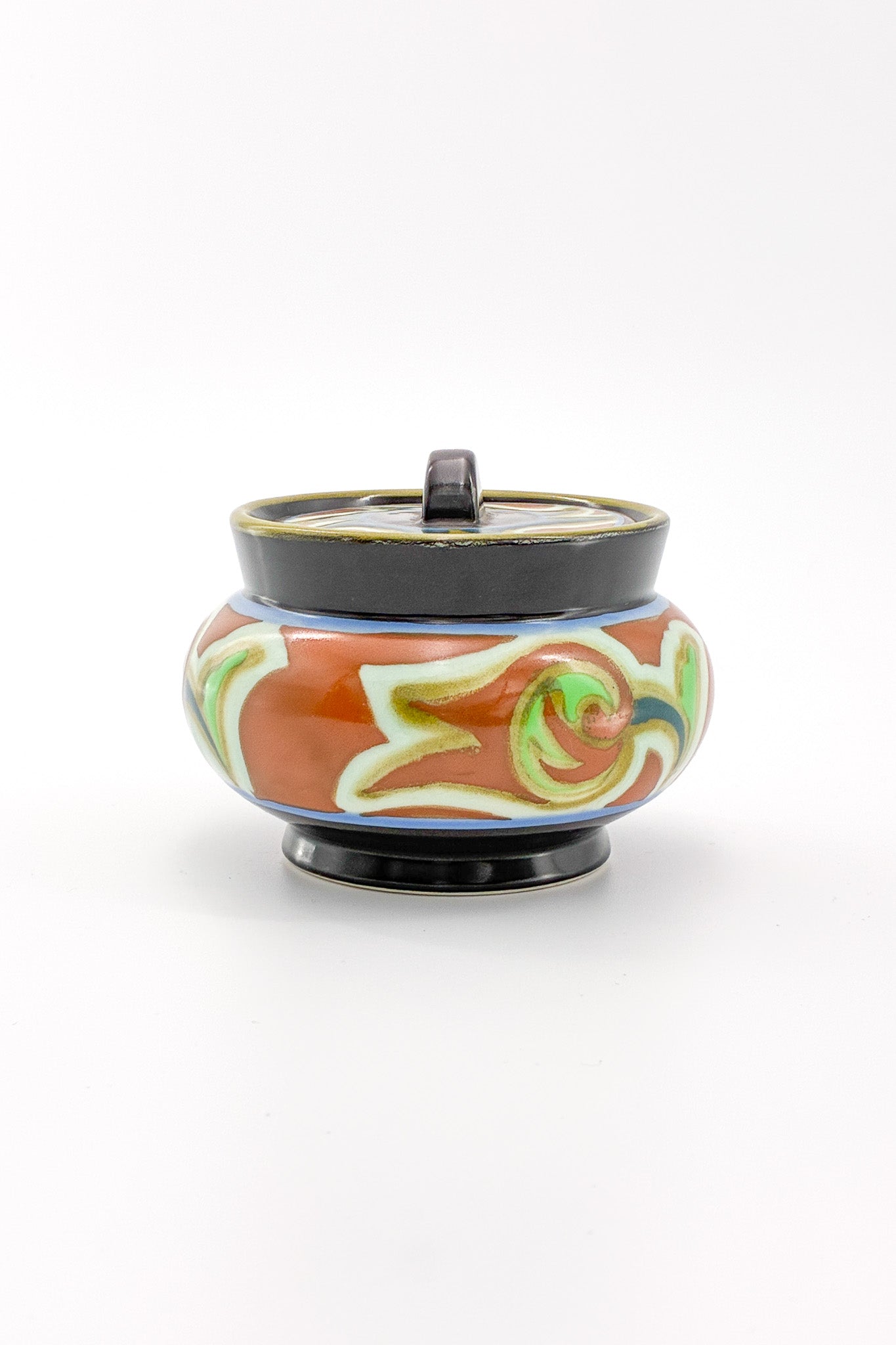 Lidded Pottery Jar with Abstract Patterns / 抽象文様 蓋付ポプリポット（ジャー）