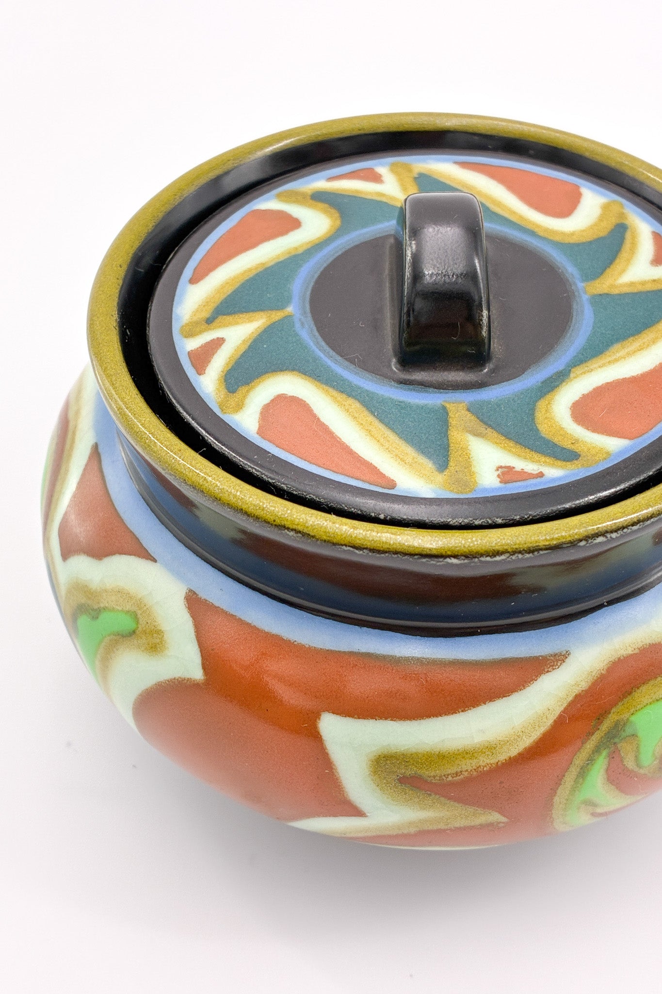 Lidded Pottery Jar with Abstract Patterns / 抽象文様 蓋付ポプリポット（ジャー）