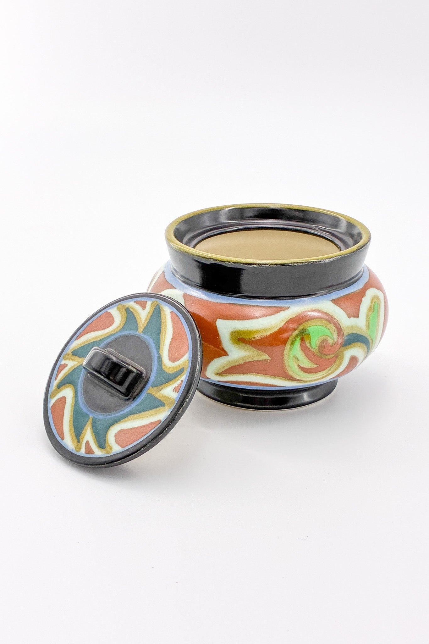 Lidded Pottery Jar with Abstract Patterns / 抽象文様 蓋付ポプリポット（ジャー）