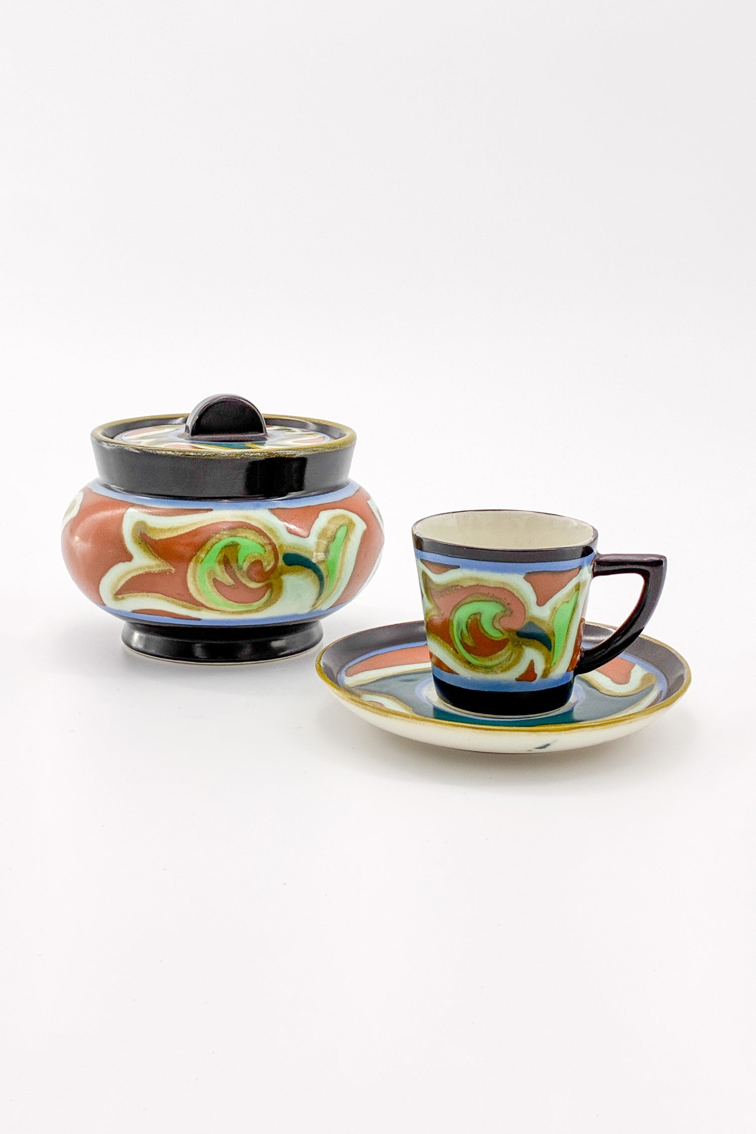 Lidded Pottery Jar with Abstract Patterns / 抽象文様 蓋付ポプリポット（ジャー）