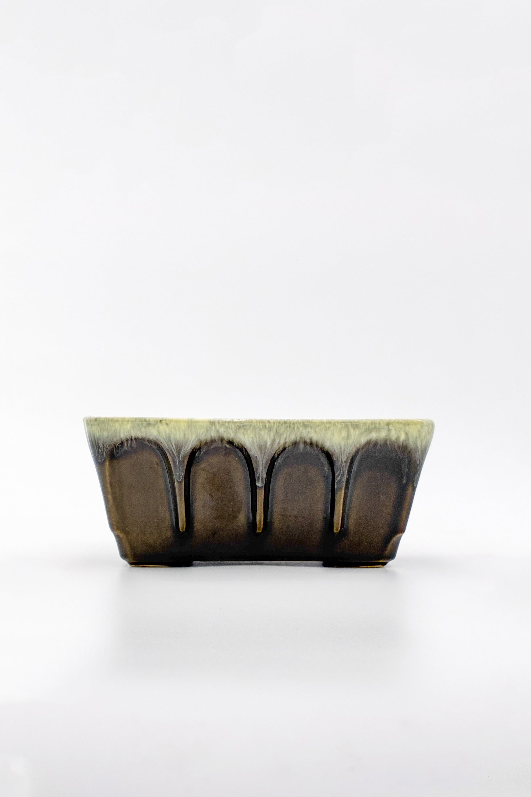 Green (Brown Drip) Square Planter Cover / グリーン（ブラウンドリップ）鉢カバー 四角