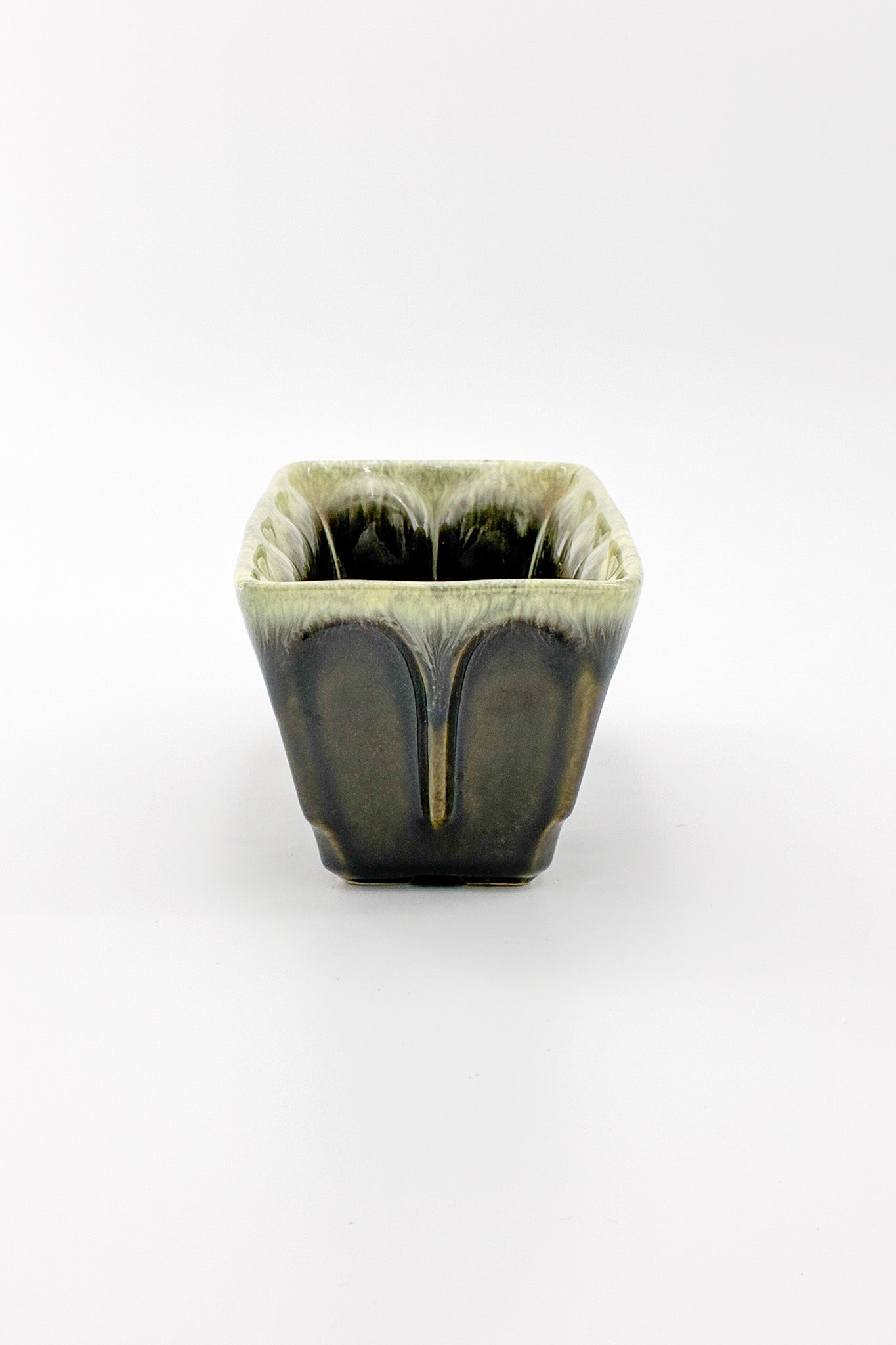 Green (Brown Drip) Square Planter Cover / グリーン（ブラウンドリップ）鉢カバー 四角