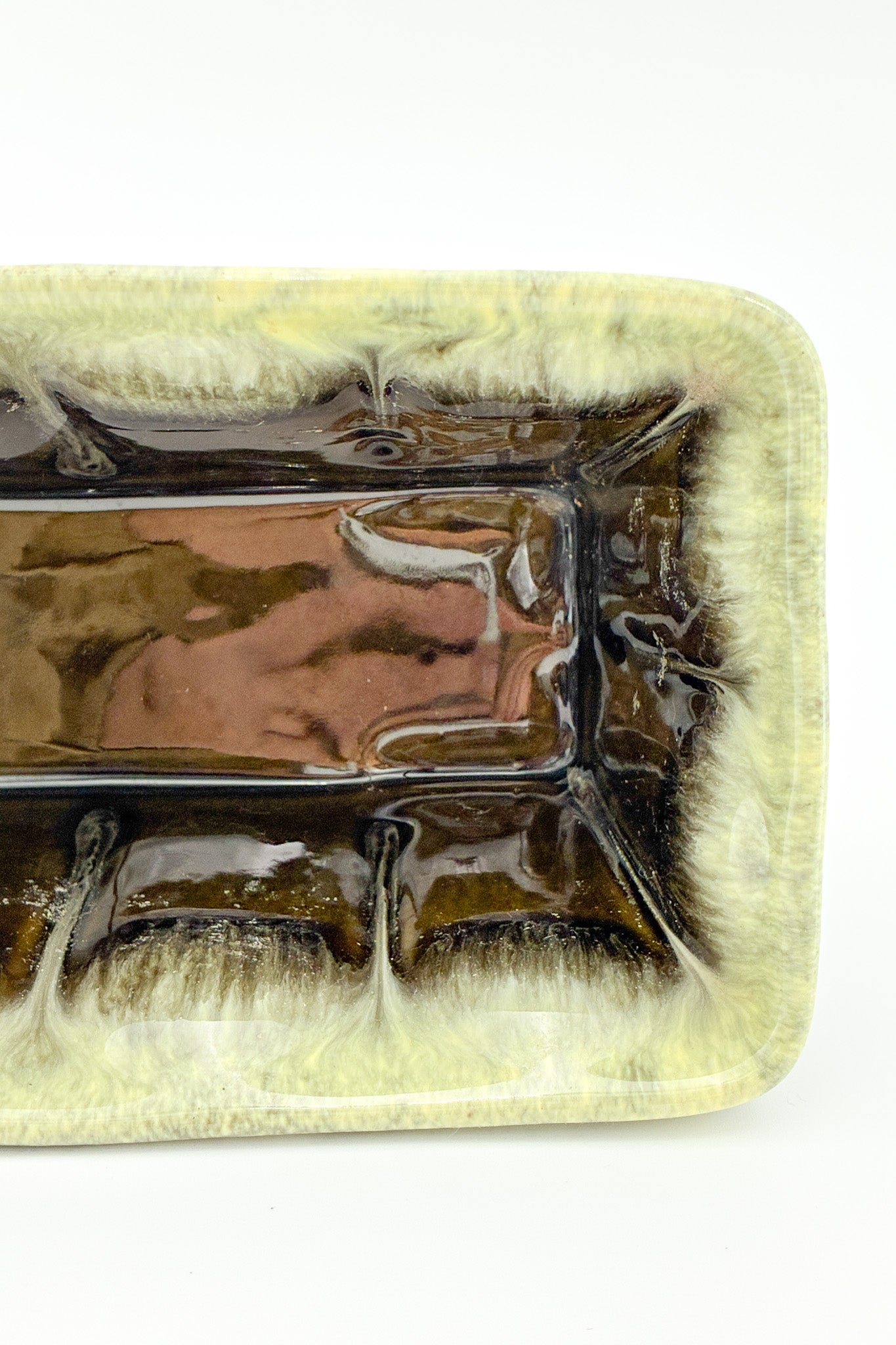 Green (Brown Drip) Square Planter Cover / グリーン（ブラウンドリップ）鉢カバー 四角