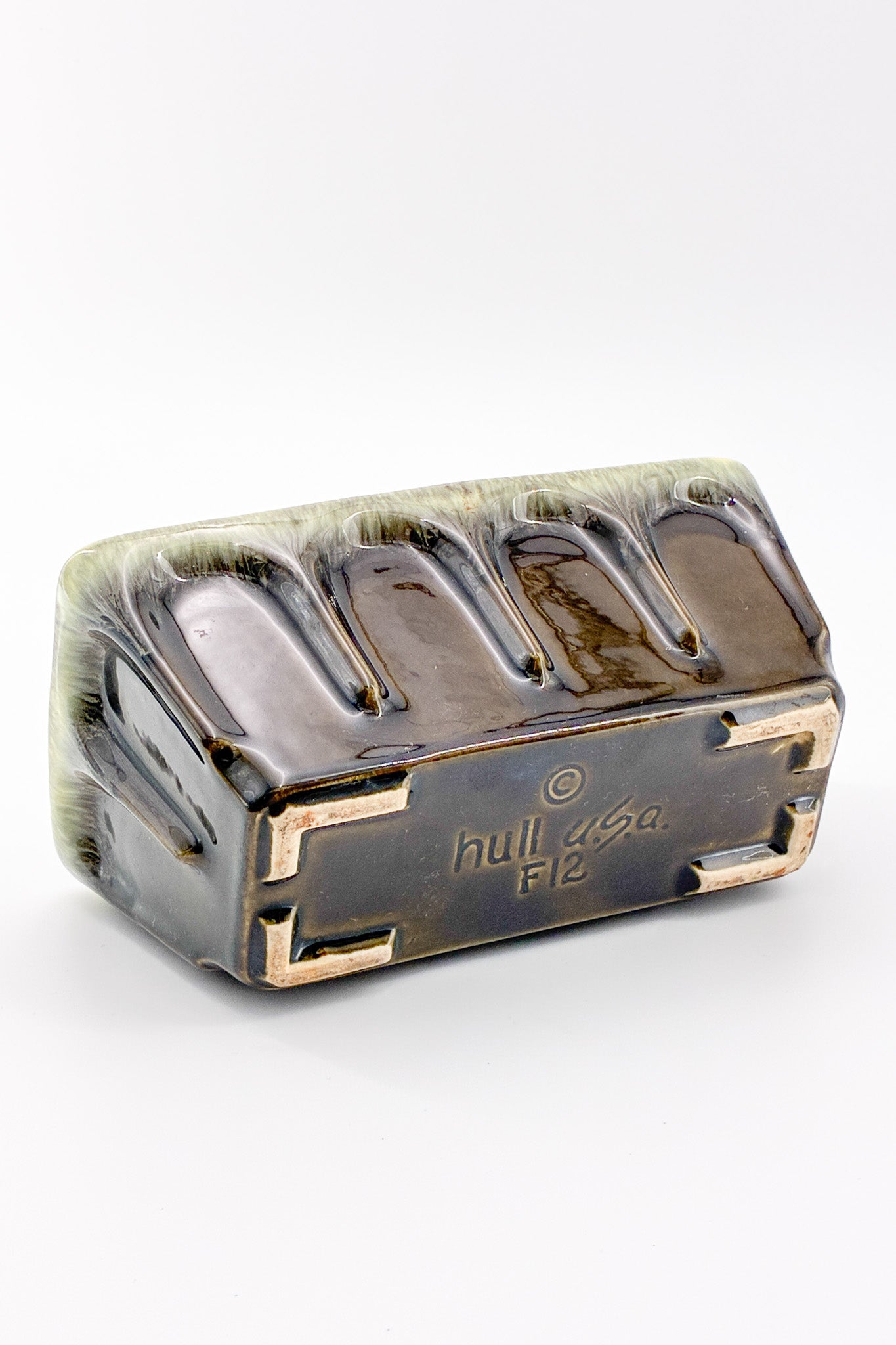 Green (Brown Drip) Square Planter Cover / グリーン（ブラウンドリップ）鉢カバー 四角