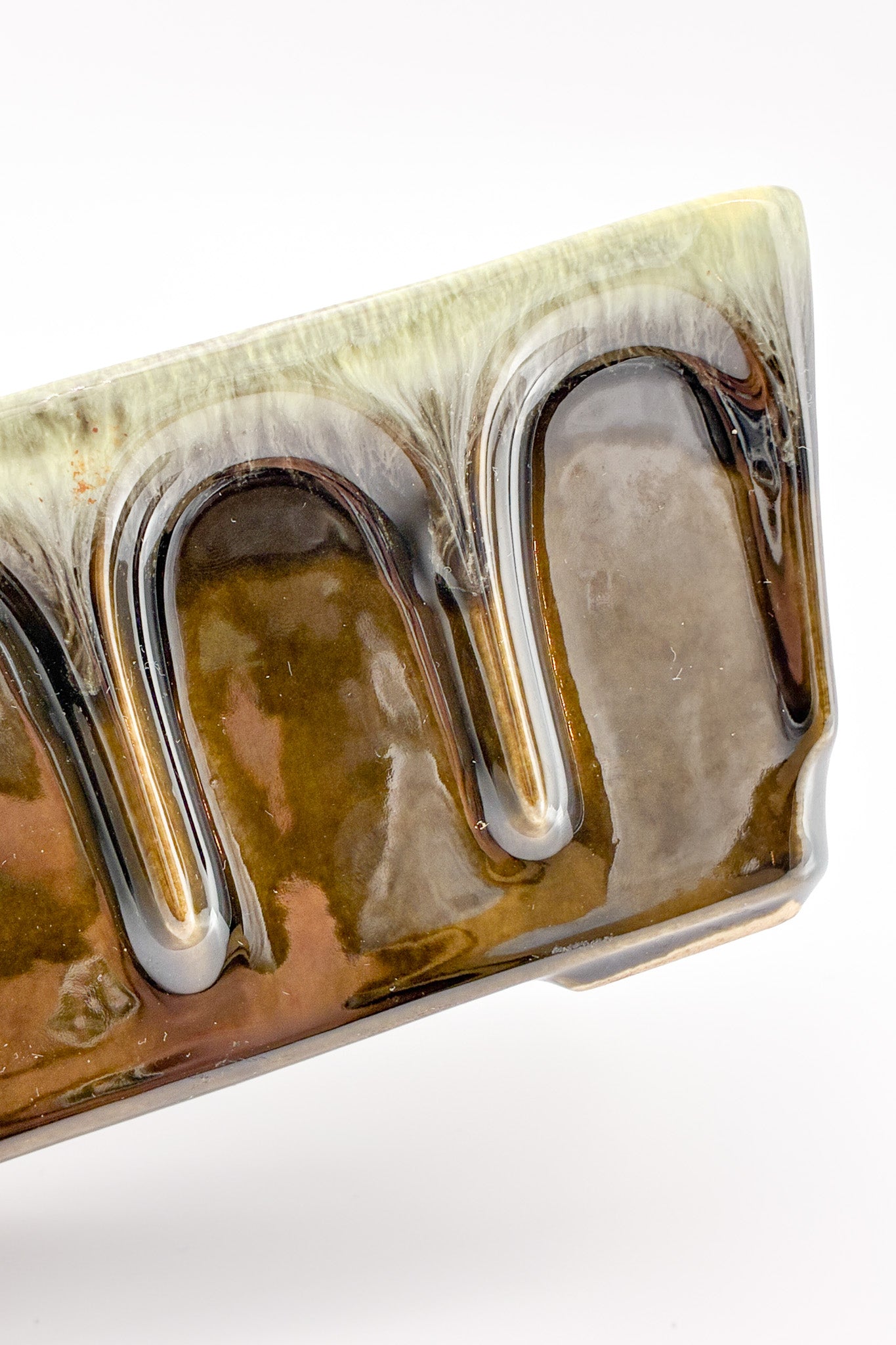 Green (Brown Drip) Square Planter Cover / グリーン（ブラウンドリップ）鉢カバー 四角