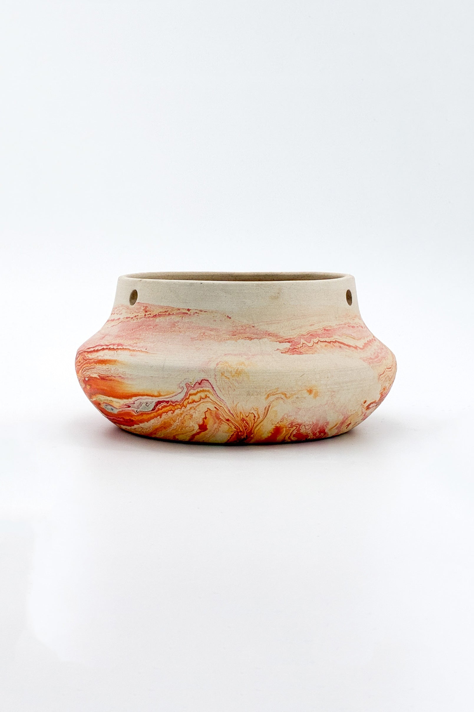 Nemadji Pottery Marbled Bowl (Red) / ネマジ 陶器 ボウル（赤系マーブル）