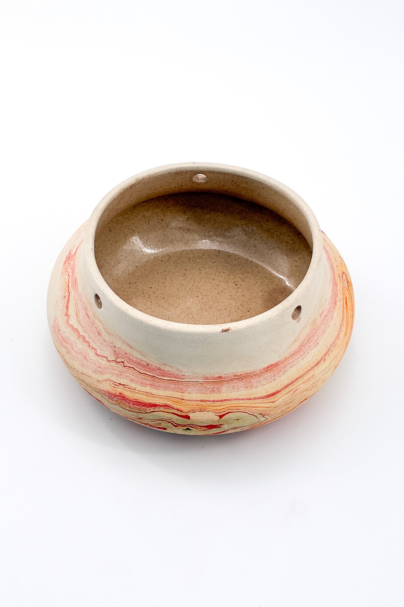 Nemadji Pottery Marbled Bowl (Red) / ネマジ 陶器 ボウル（赤系マーブル）