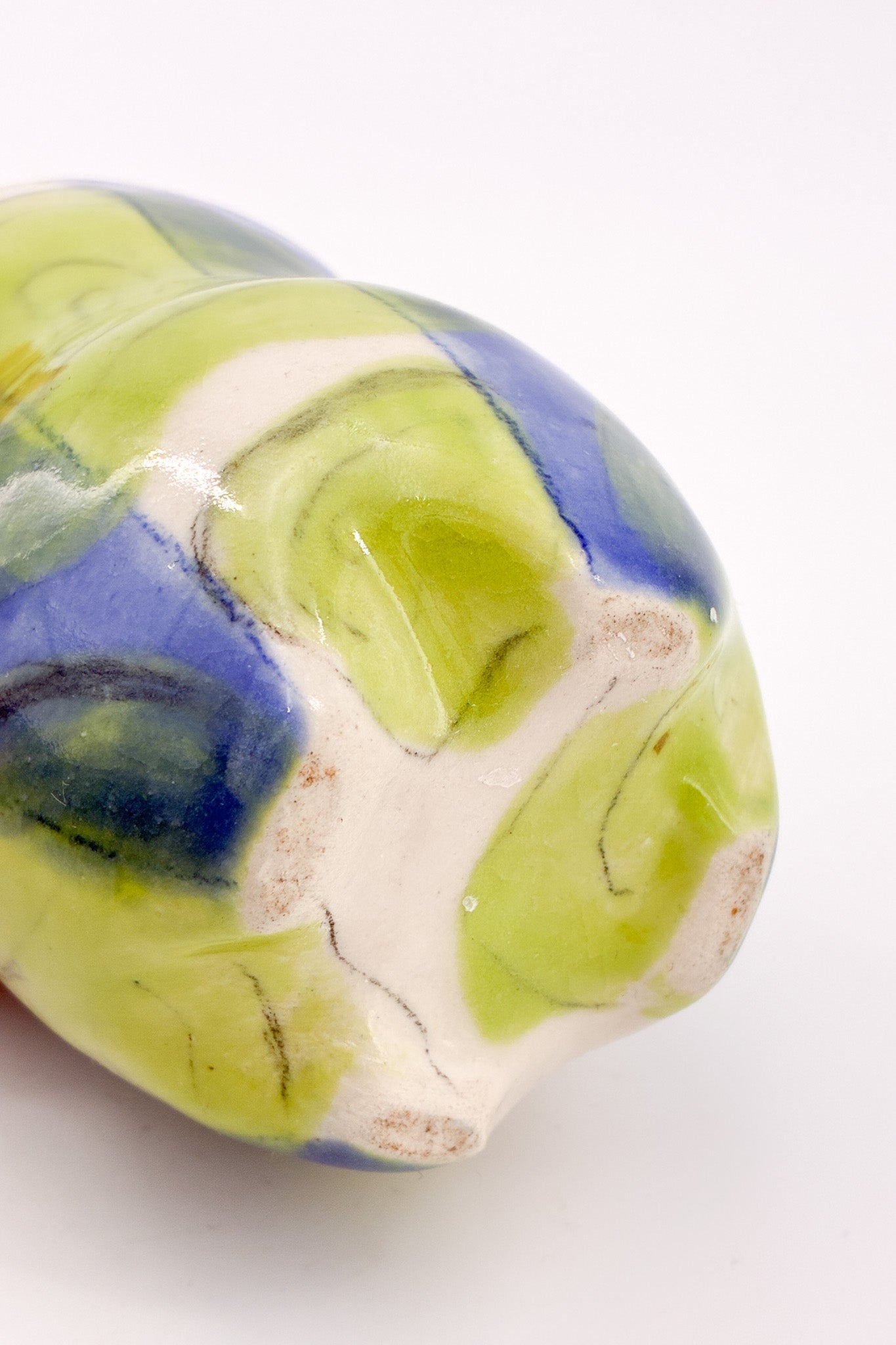 Ceramic Container Blue &amp; Yellow Green / 陶器 入れ物 青・黄緑