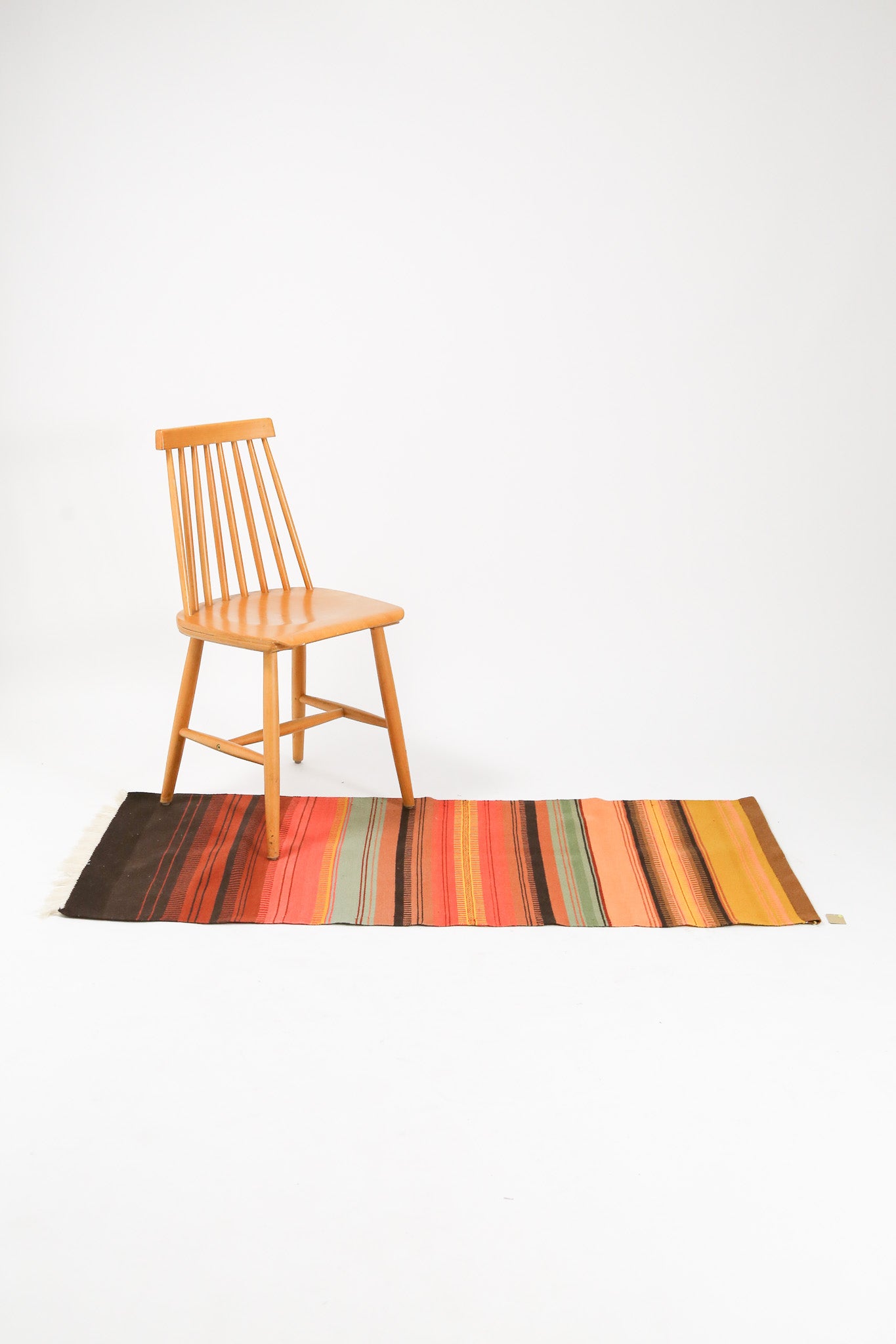 Vintage Finnish Striped Woven Runner Rug / ヴィンテージ