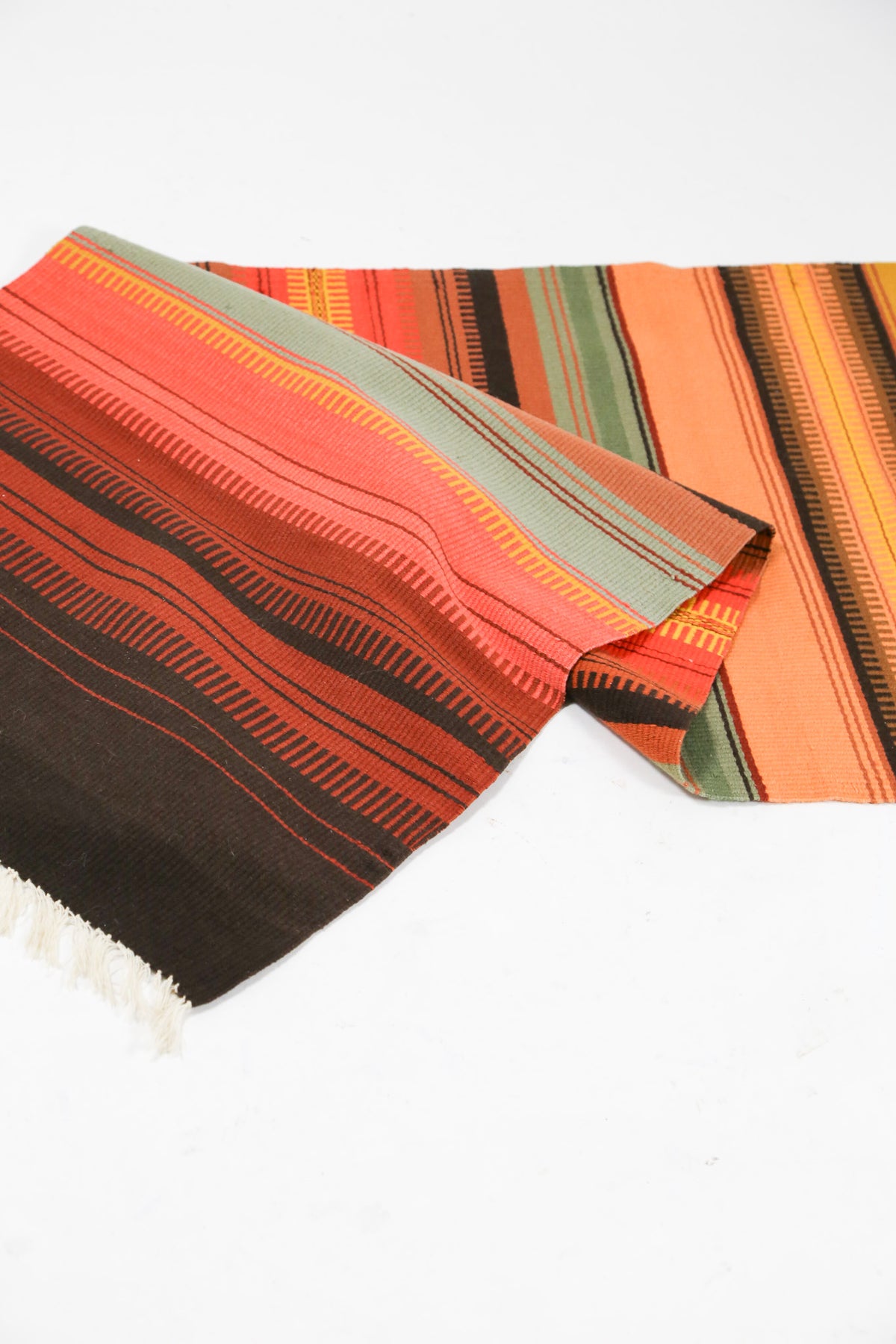 Vintage Finnish Striped Woven Runner Rug / ヴィンテージ フィンランド ストライプ 織りラグ ランナー