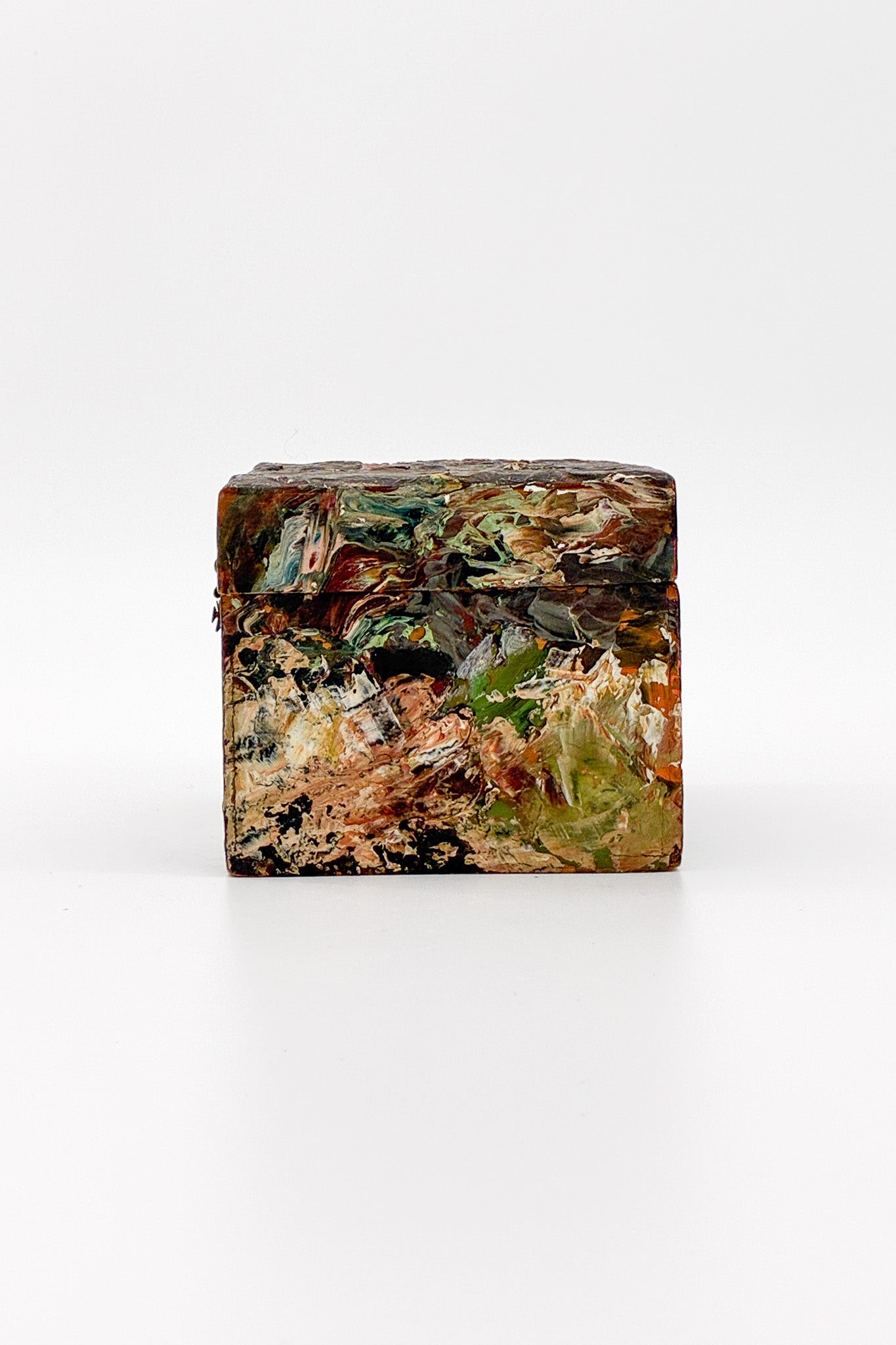 油絵 絵画 おとぎ国ボックス Abstract Oil Painted Wood Box / 抽象油彩ペイント・ウッドボックス