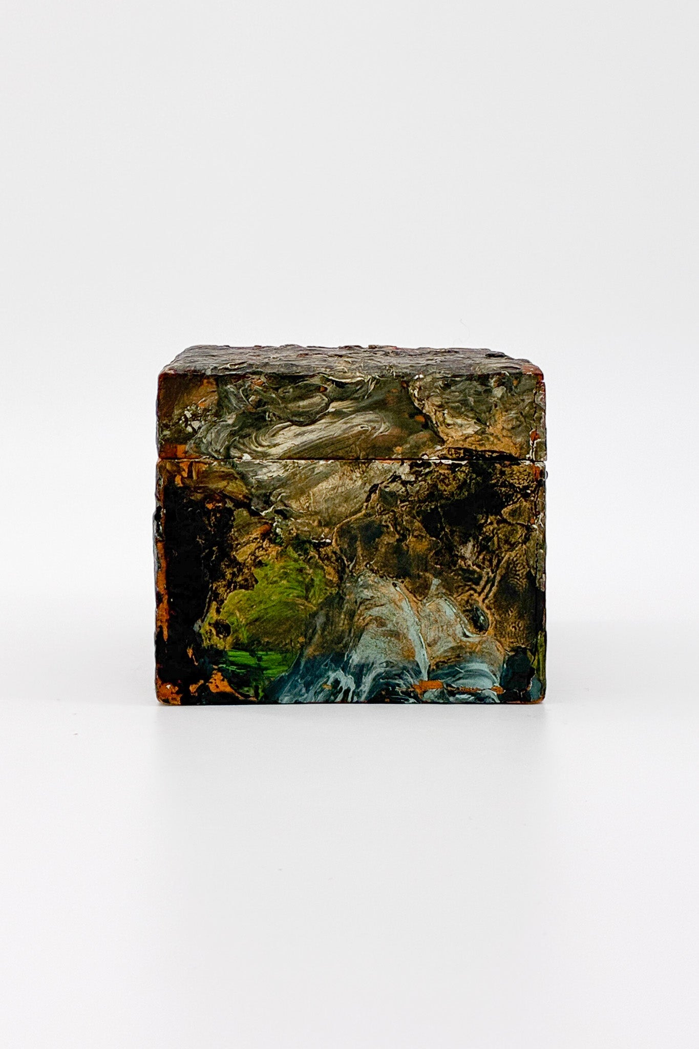 Abstract Oil Painted Wood Box / 抽象油彩ペイント・ウッドボックス