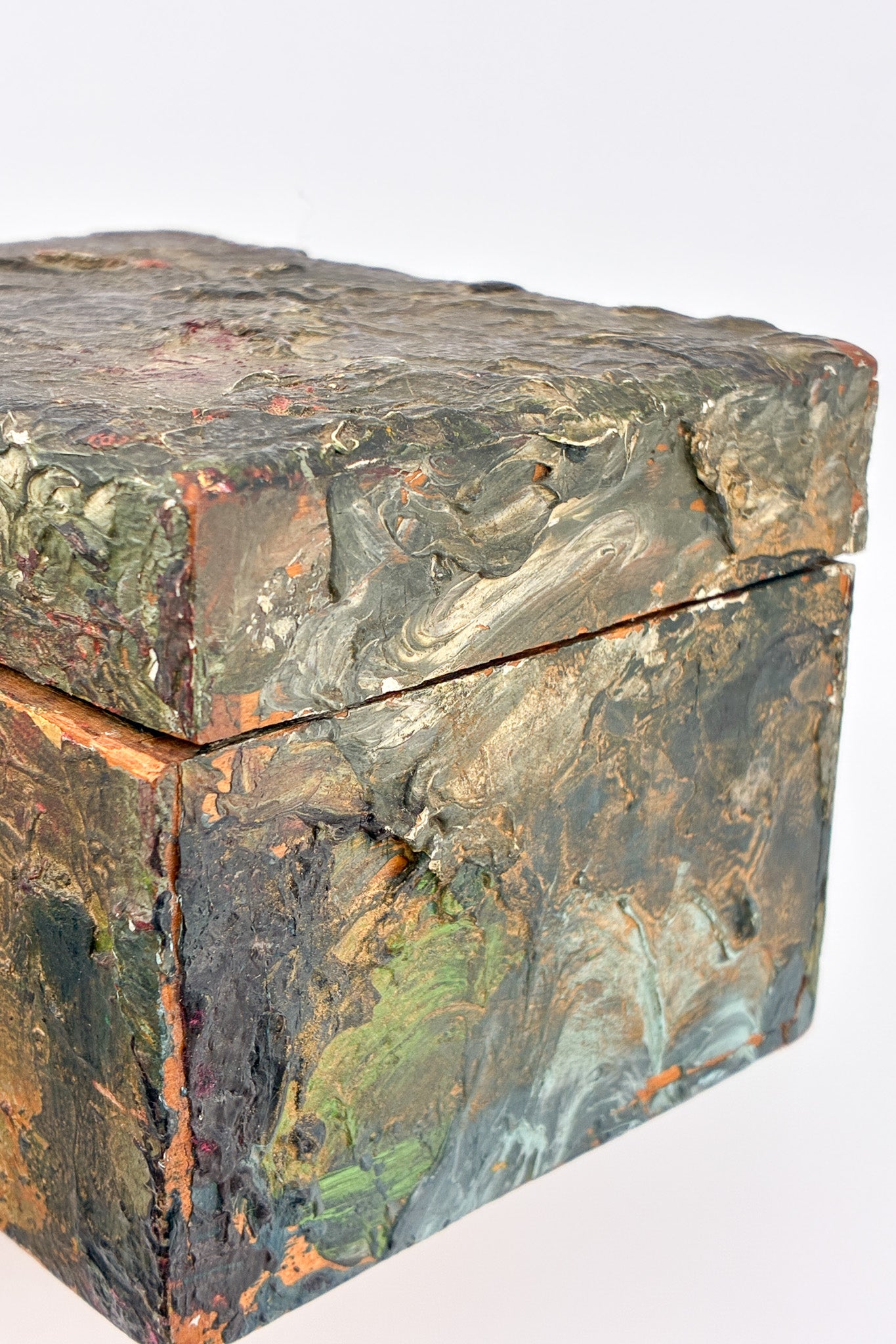 Abstract Oil Painted Wood Box / 抽象油彩ペイント・ウッドボックス