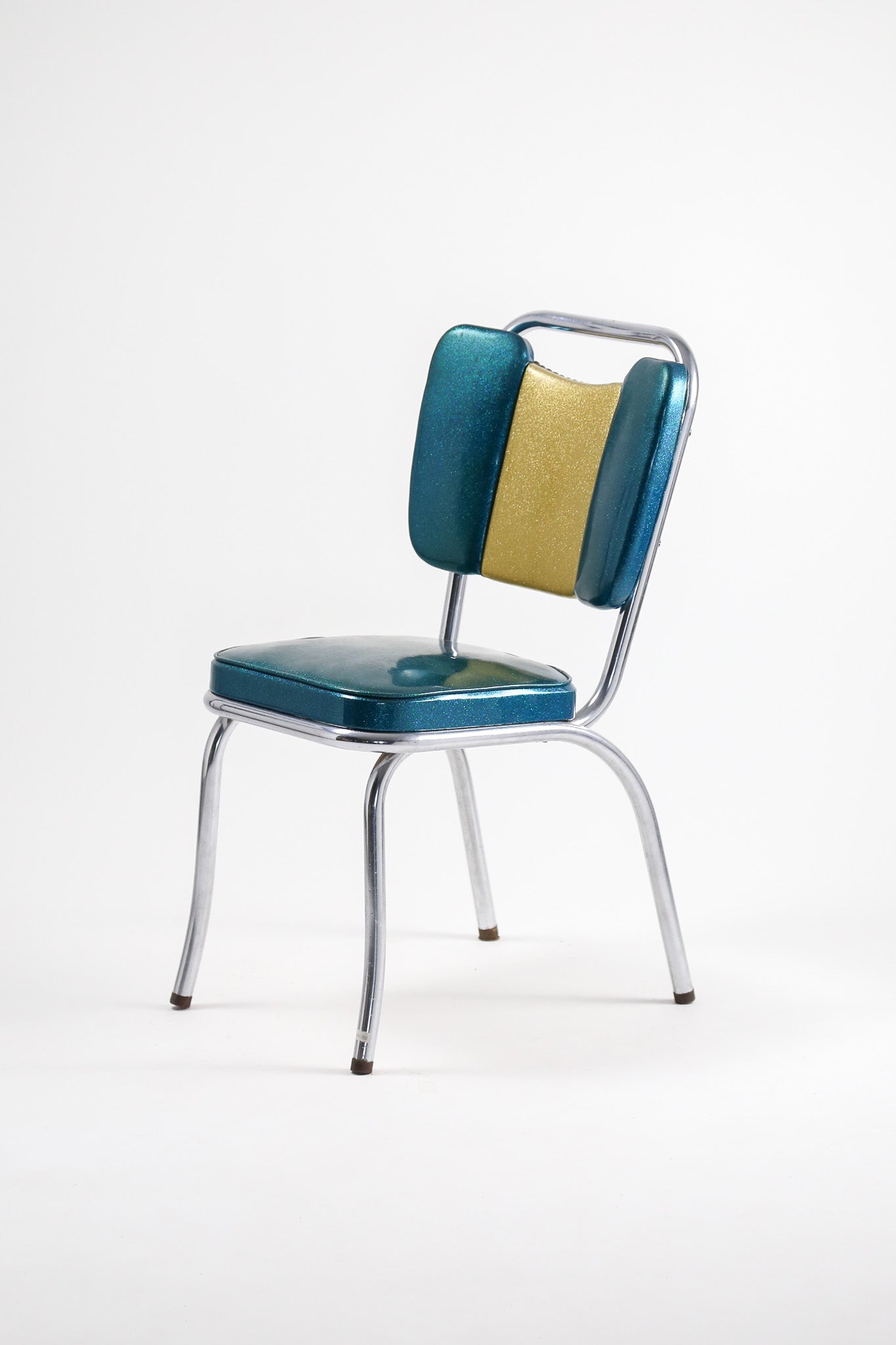 Vintage Blue & Gold Sparkle Diner Chair / ヴィンテージ スパークル ビニール ダイナーチェア