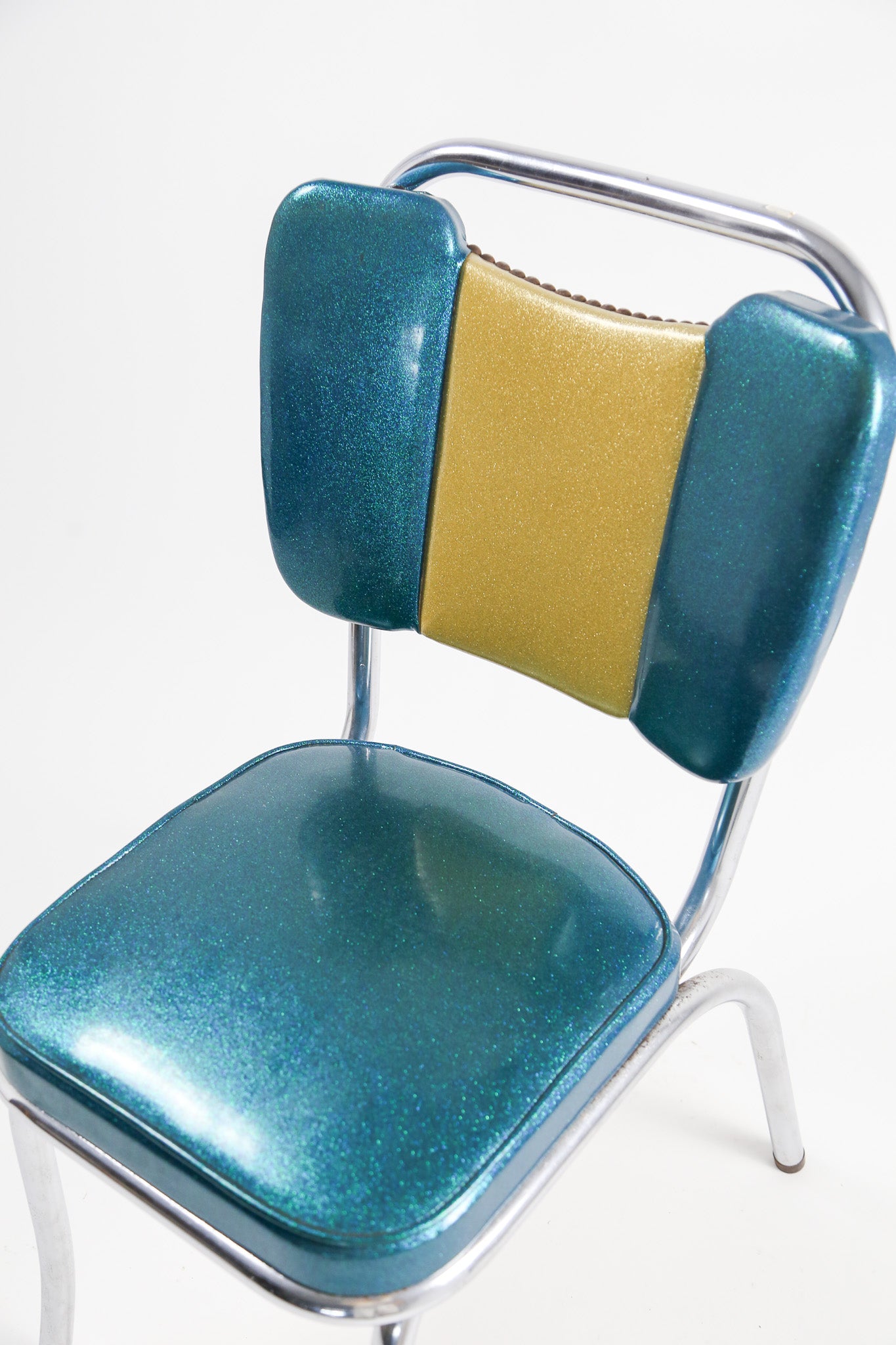 Vintage Blue & Gold Sparkle Diner Chair / ヴィンテージ スパークル ビニール ダイナーチェア