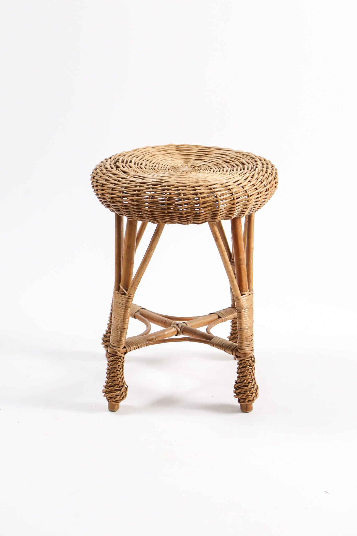 Vintage Rattan Woven Stool / ヴィンテージ ラタン編み スツール