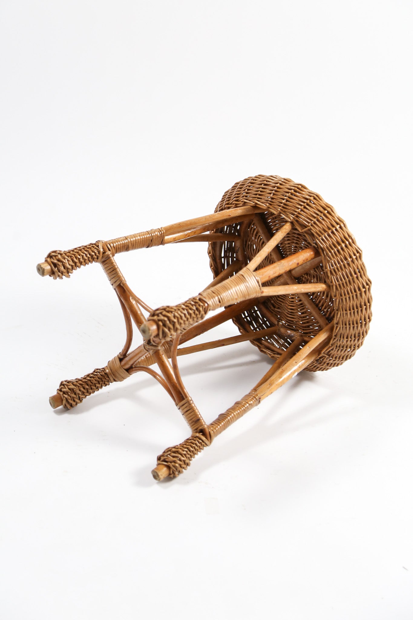FMG / バースツール、曲げ木、籐細工、1960年代、ポーランド Vintage Rattan Woven Stool / ヴィンテージ ラタン編み スツール