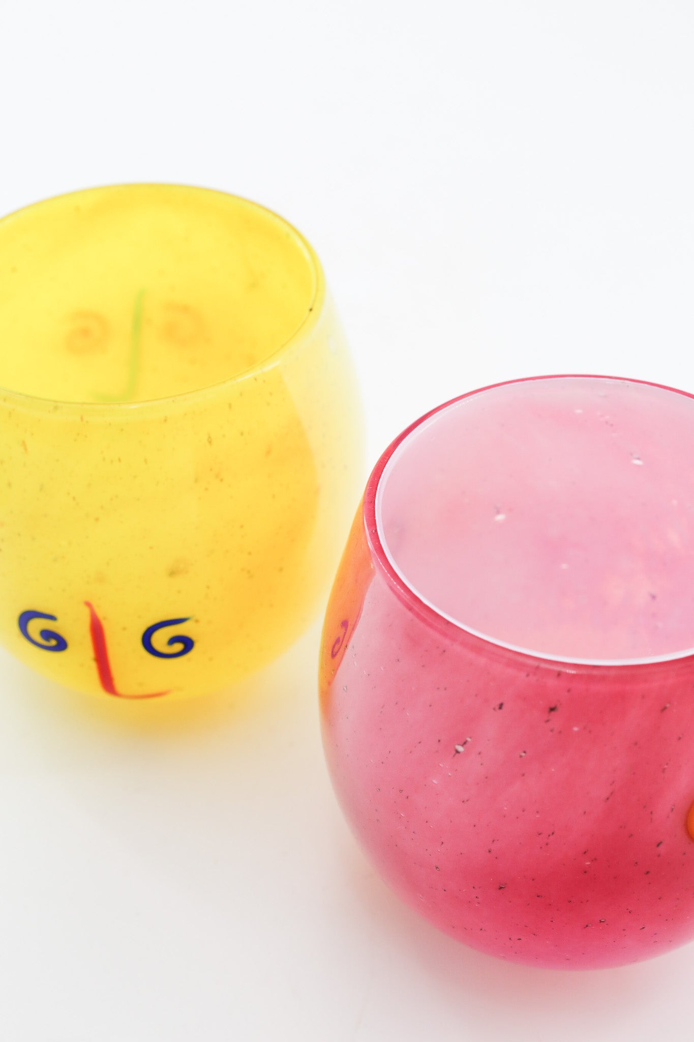 Art Glass Face Motif Object 3pc Set (Signed, 1992) / アートガラス フェイスモチーフ オブジェ 3点セット（サイン入り）
