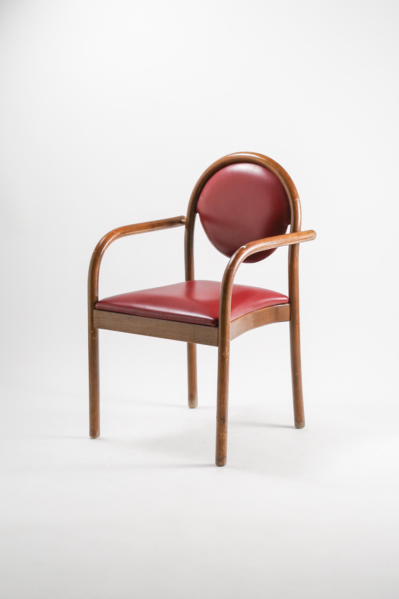 Armchair with Red Faux Leather / レッドフェイクレザー アームチェア