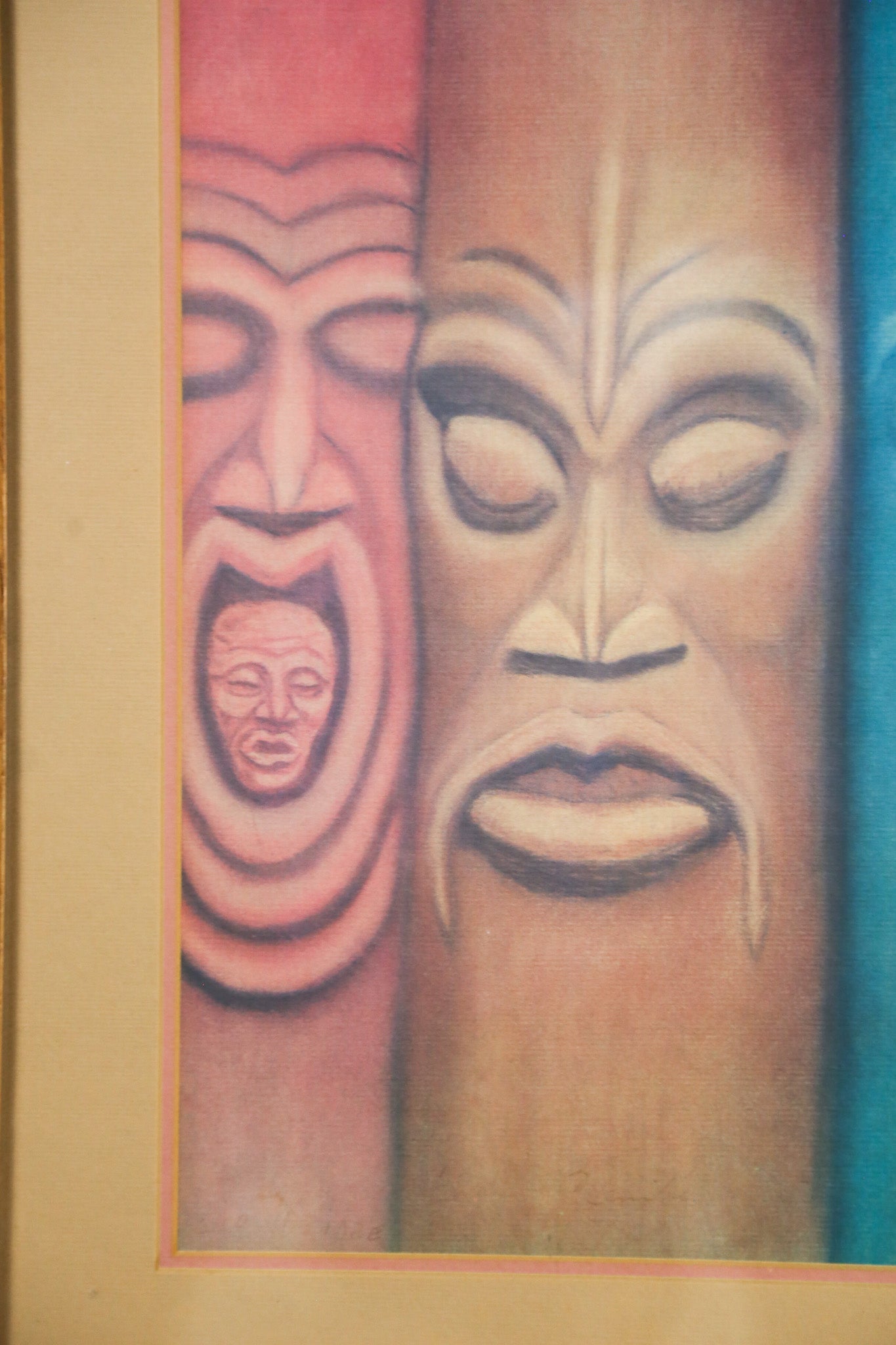 Tiki Hawaiian Tribal Relief Print / ハワイアン Tiki プリント