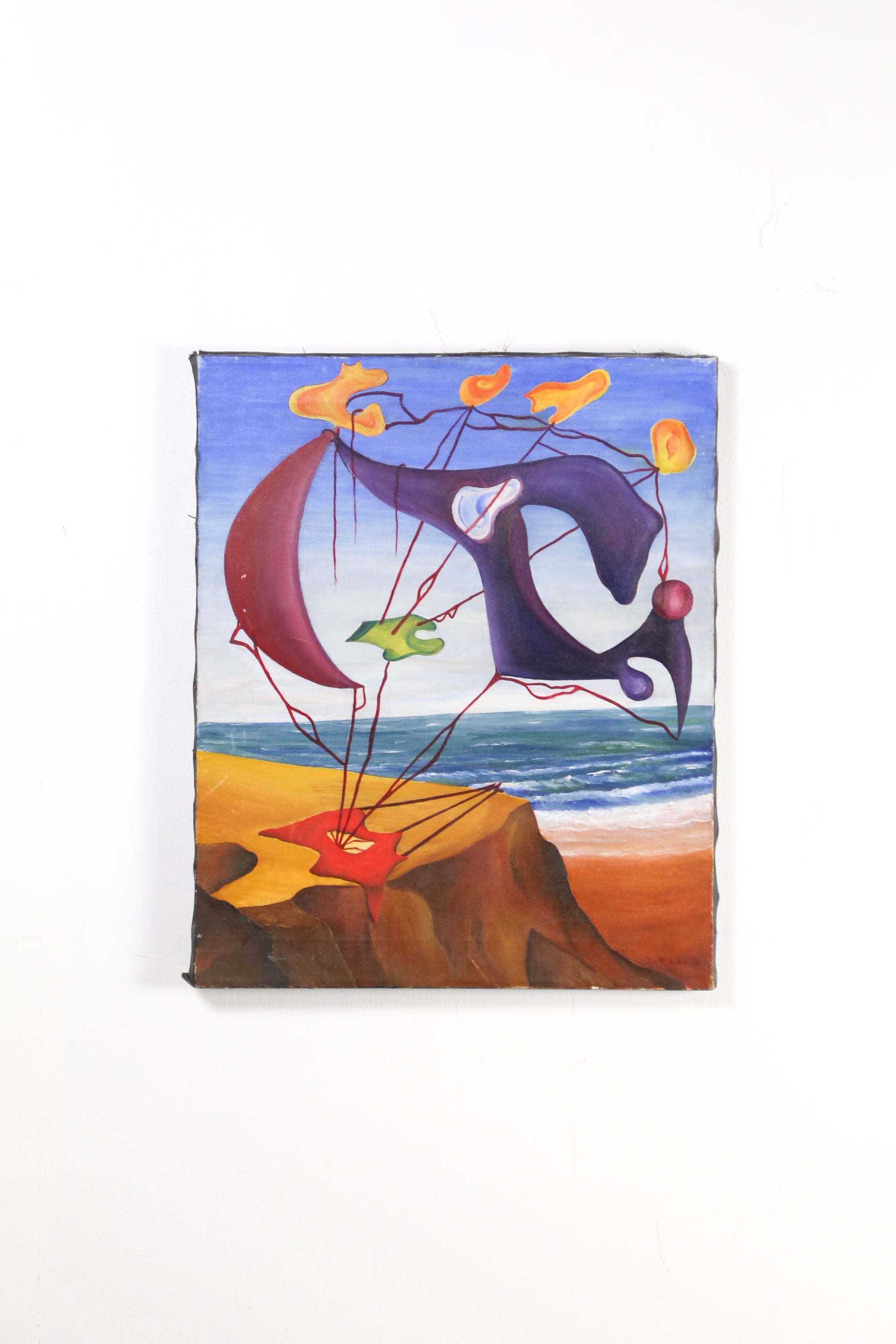 Abstract Surrealist Painting by D. Niland (1950) / D.ニランド 1950年作 抽象シュルレアリスム 絵画